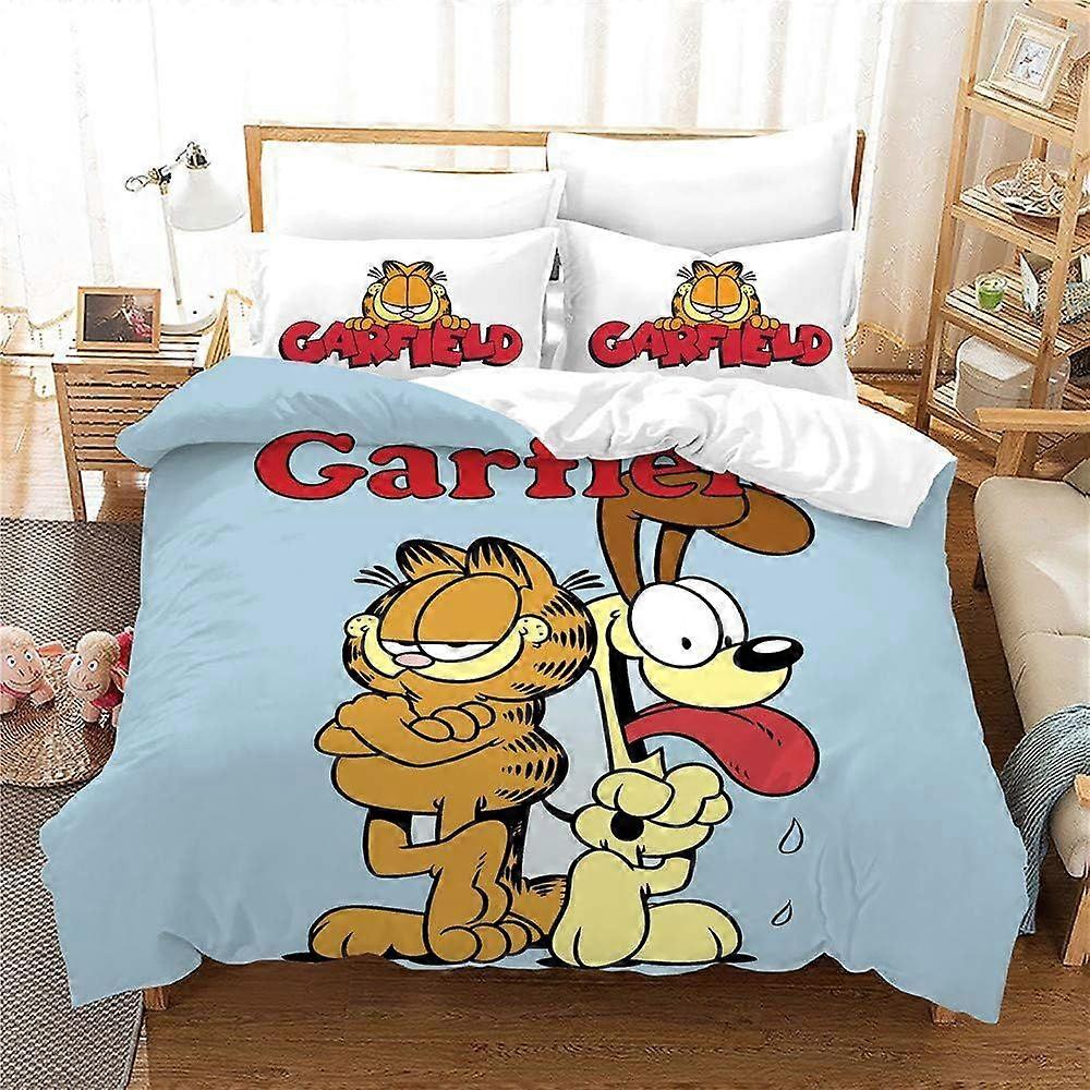 S80 Garfield Sada povlečení - Povlečení a povlak na polštář Mikrovlákno 3D digitální tisk Třídílné povlečení (Povlečení + povlak na polštář) D80