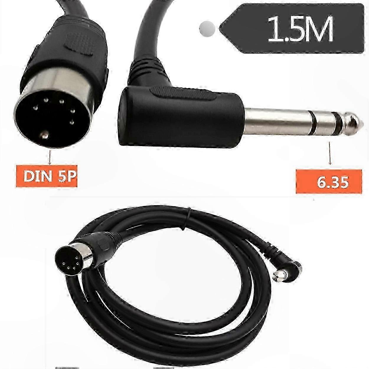5-Pin MIDI Male to 1/4" TRS Stereo Right Angle o Cable Adapter Connector for Musical Instruments and Equipment Setup Connection Solution