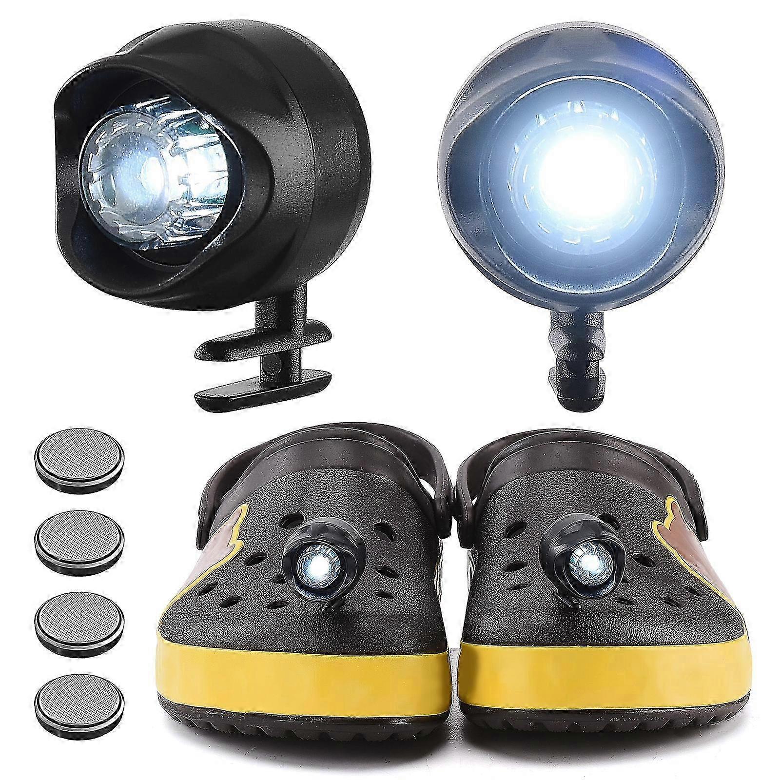 Headlights For Croc Small Lights 3 Modes Shoe Accessories for Running Camping--Black