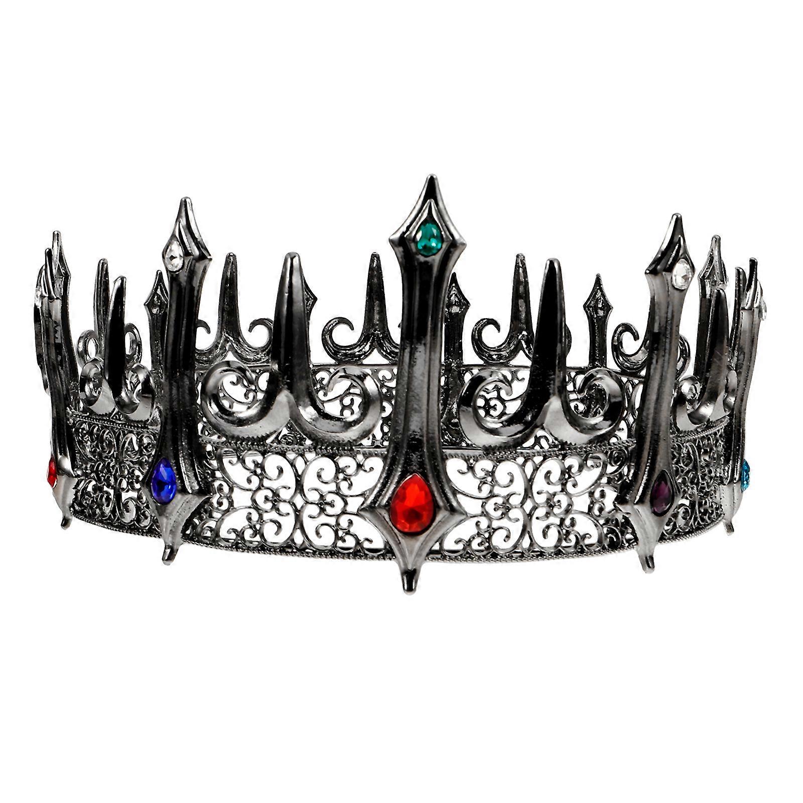Stylish Gothic Crown Headdress For Couples Designed For Halloween And Cosplay Events Made From Zinc Alloy In A Multi Color Finish 4Pcs