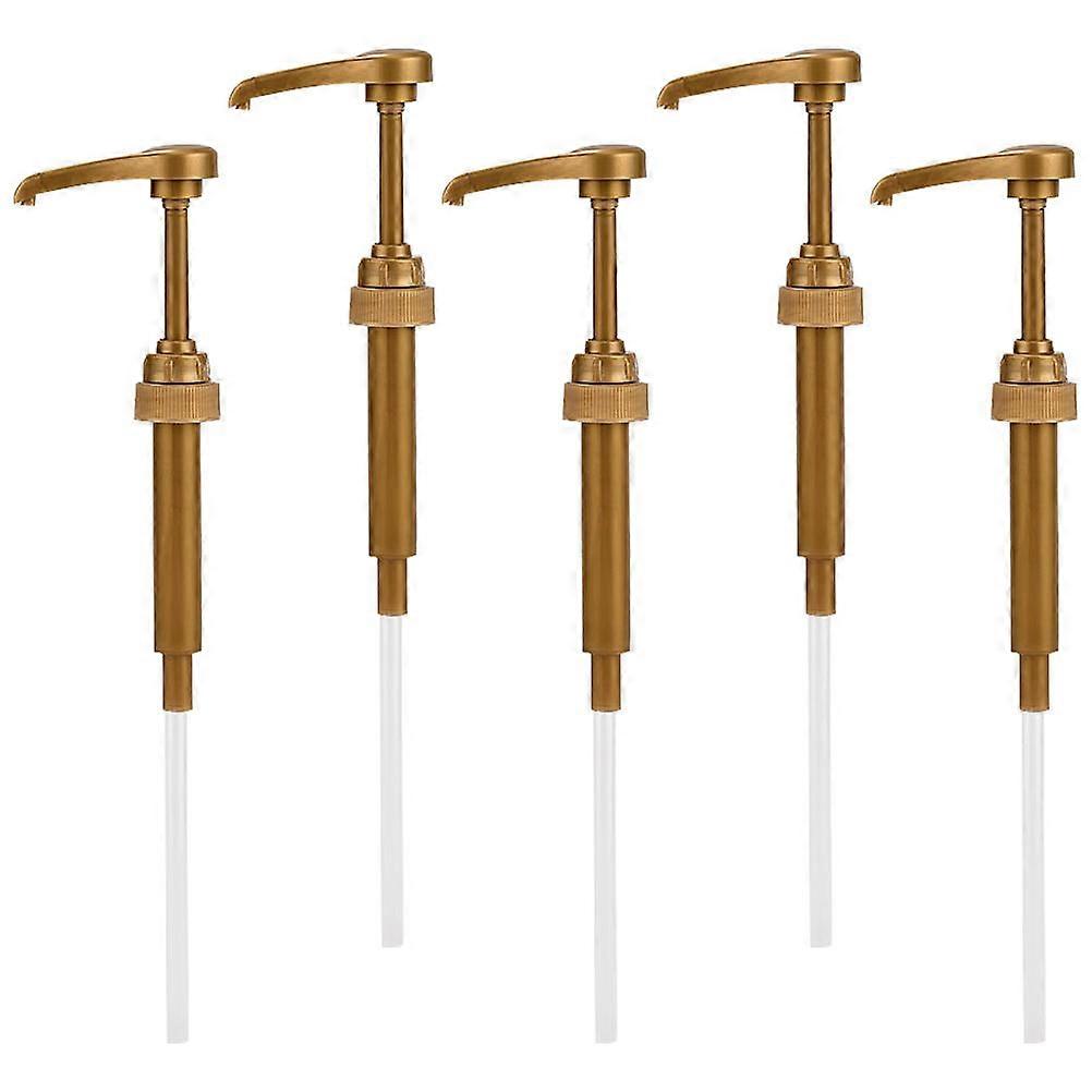Syrup Dispenser Pump 5Pcs Bottle Pumps For Syrup Automatic Reset For Cocktail Mixing Ice Cream Serving 19.5X0.5X0.5CM Yellow
