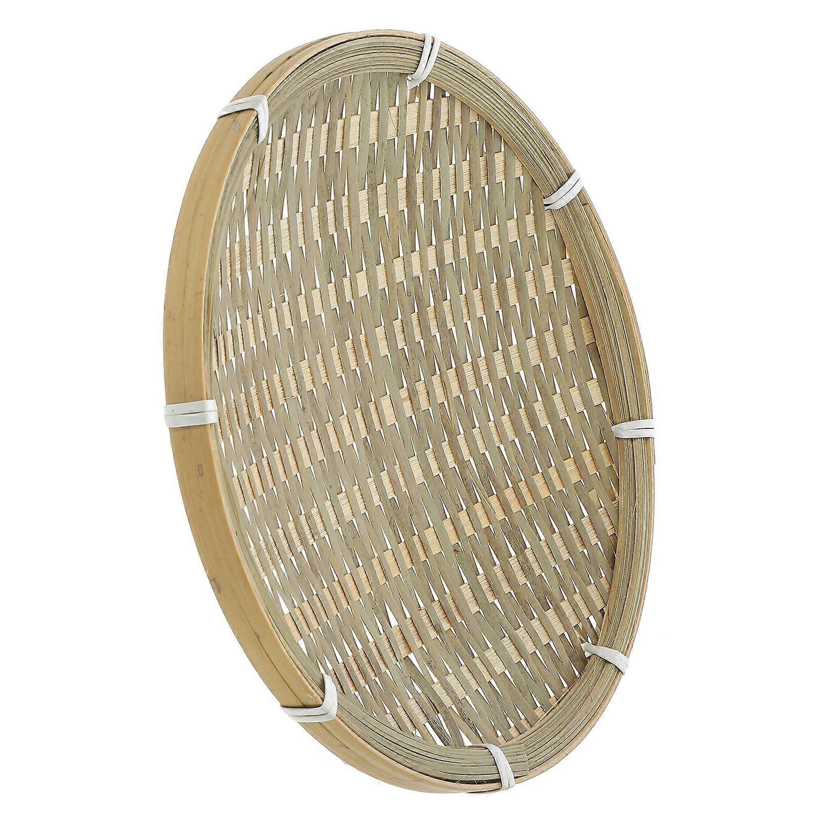 Bamboo Woven Basket Serving Tray for Storage Use 5Pcs Light Green