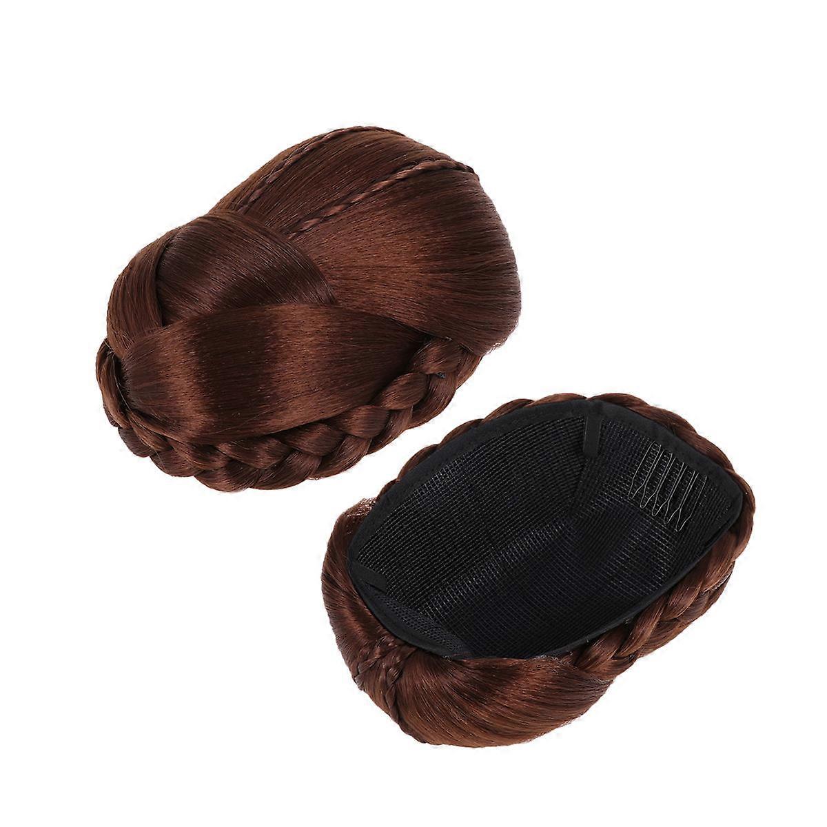Hair Bun Chignon Braided Wig for Decoration 1Pcs Brown Synthetic Fiber