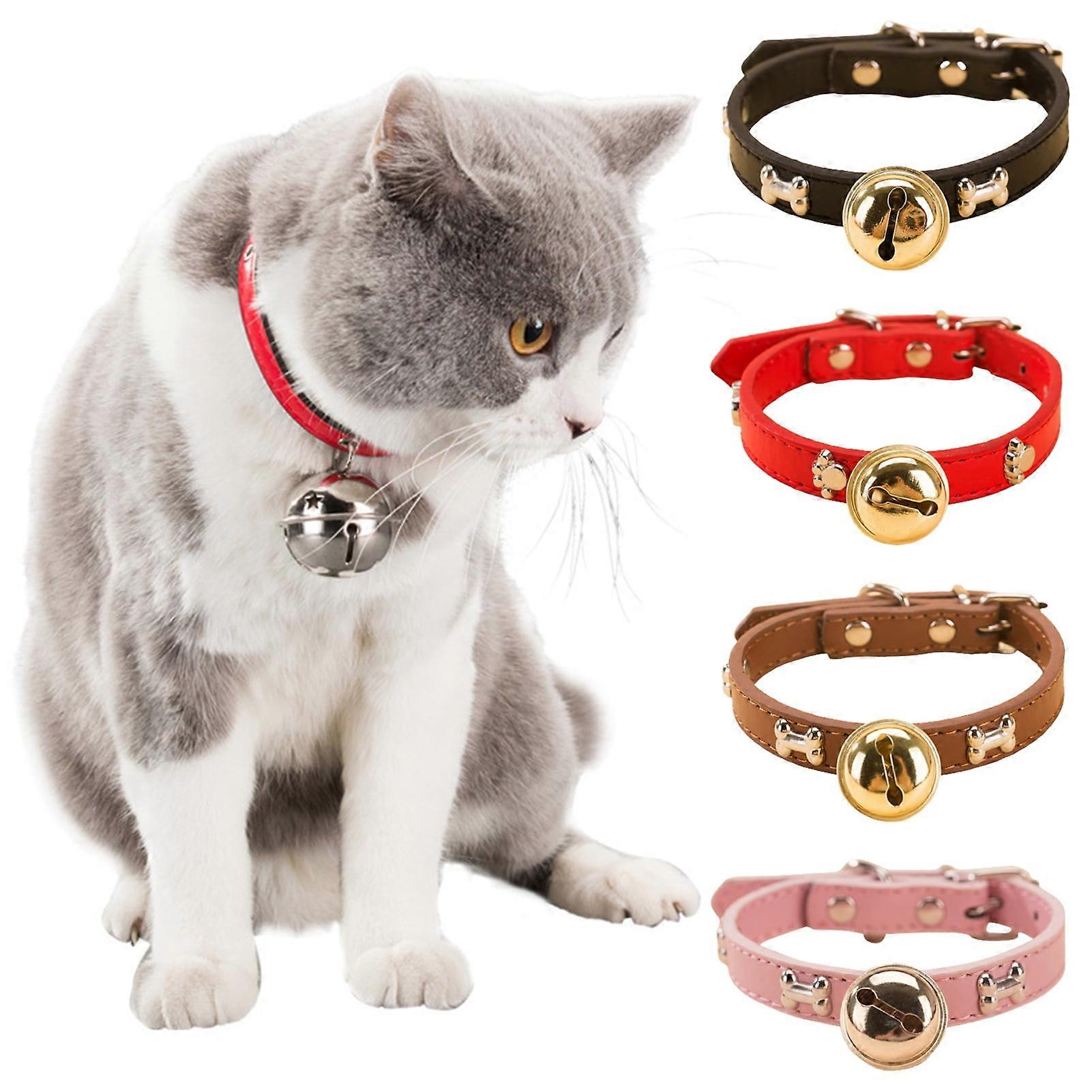 Dog Cat Collar with Bell - Charm Pet Pendant Accessories for Anti-Lost Training, Soft Bone Patterns Pet Puppy Collar