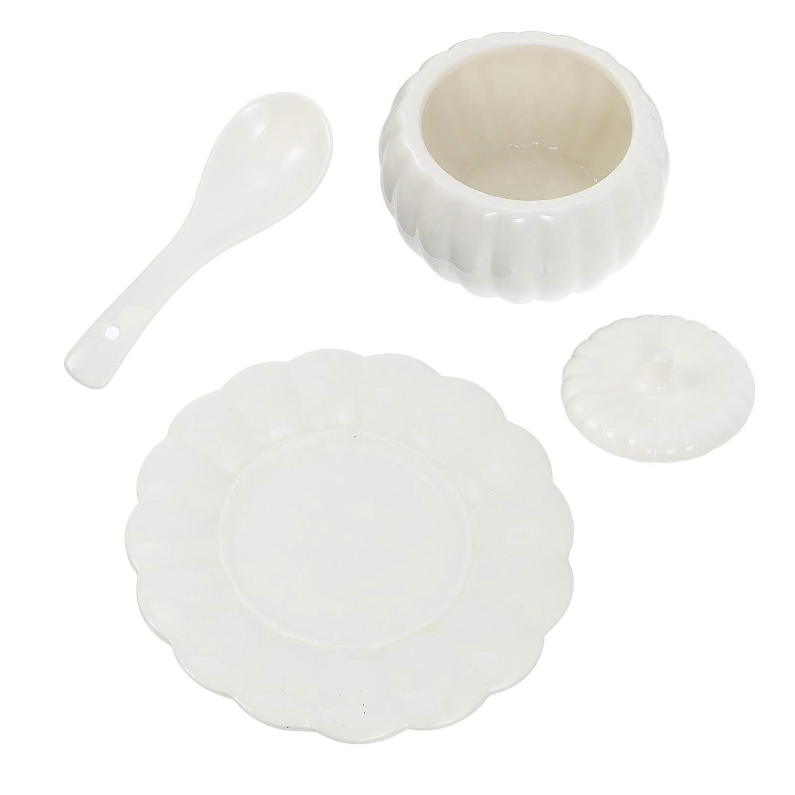 Pumpkin Bowl Ceramic Steamed Can Soup Bowl 4Sets for Kitchen Use