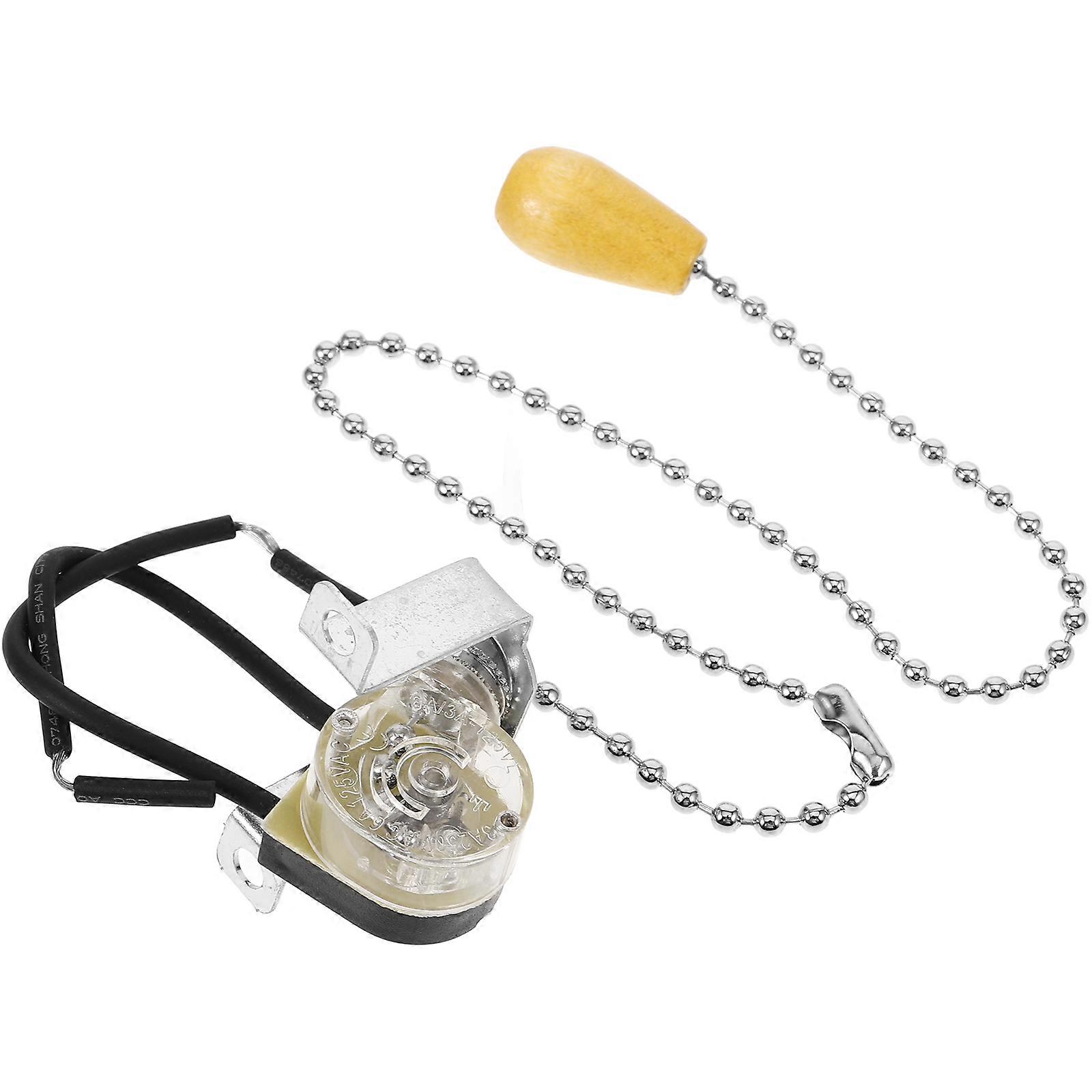 Silent Pull Cord Light Switch Lamp Parts Pull Chain Switch 3Pcs Silver