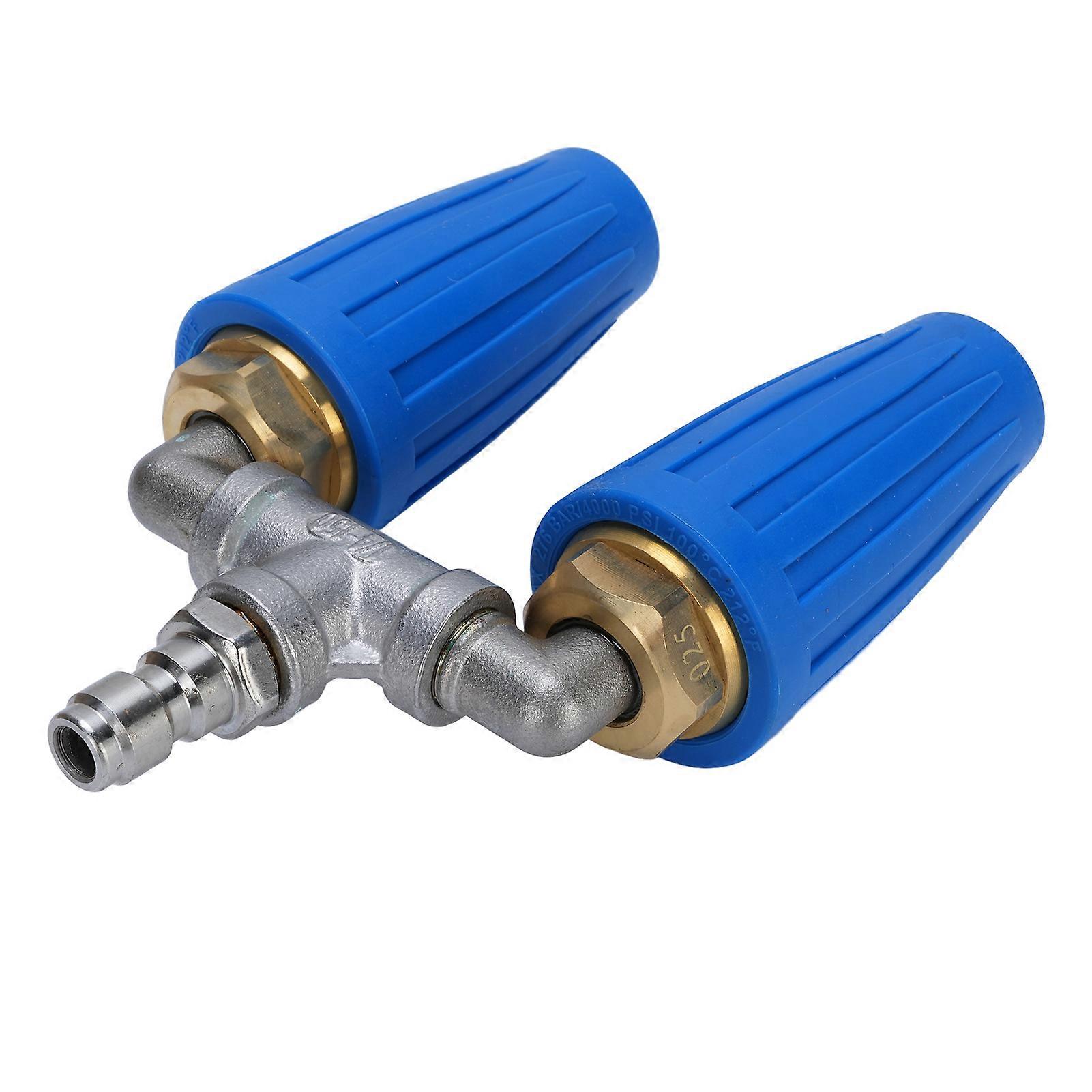 Double Heads Rotating Turbine Nozzle 4000psi 1/4" Quick Connect Blue