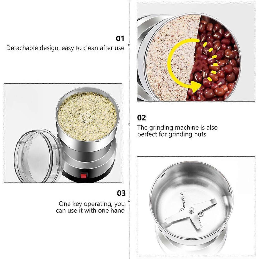 Household Grinding Miller Powder Machine for Beans 2Pcs Silver