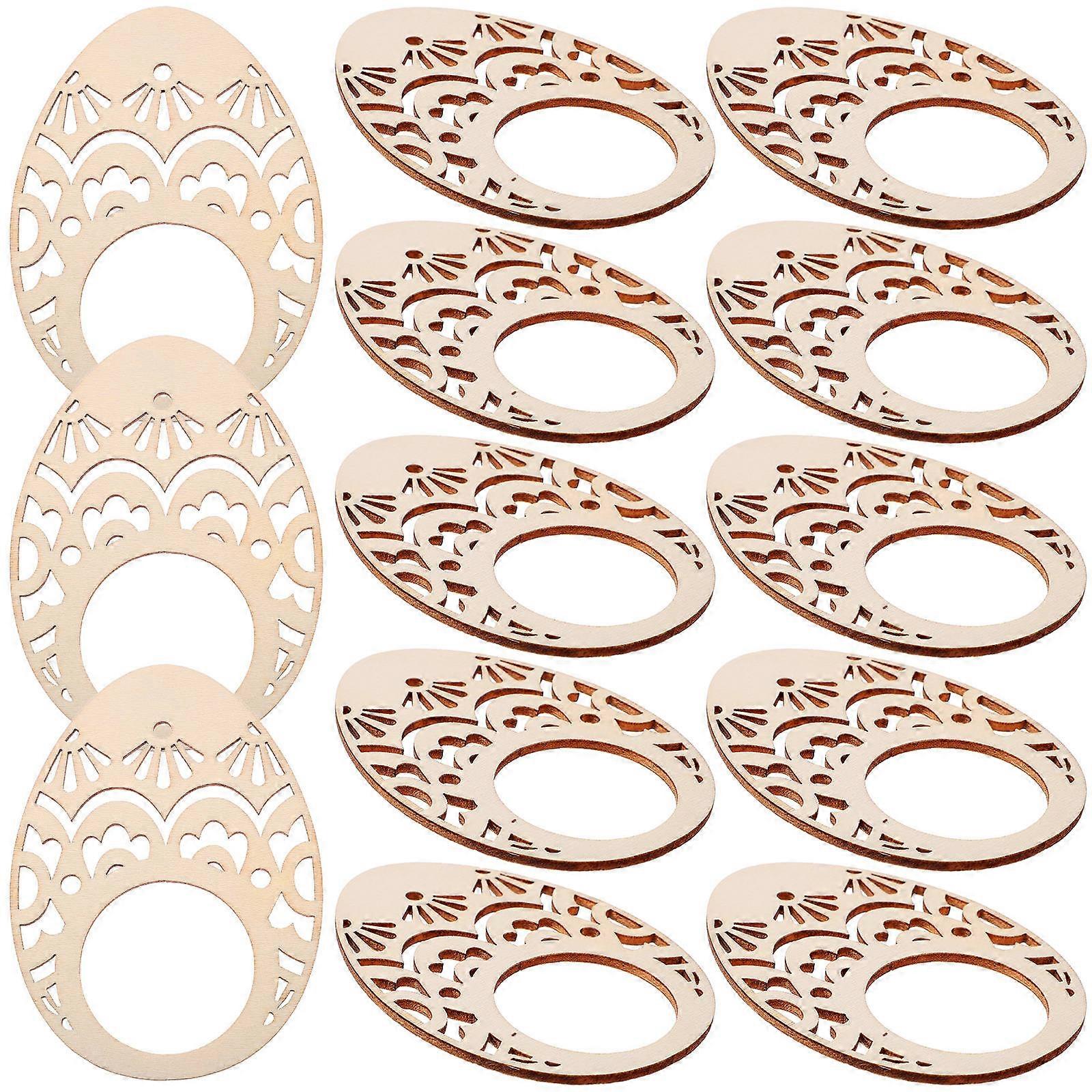 Egg Shaped Easter Napkin Rings Wood Buckles for 40Pcs Dinner Table