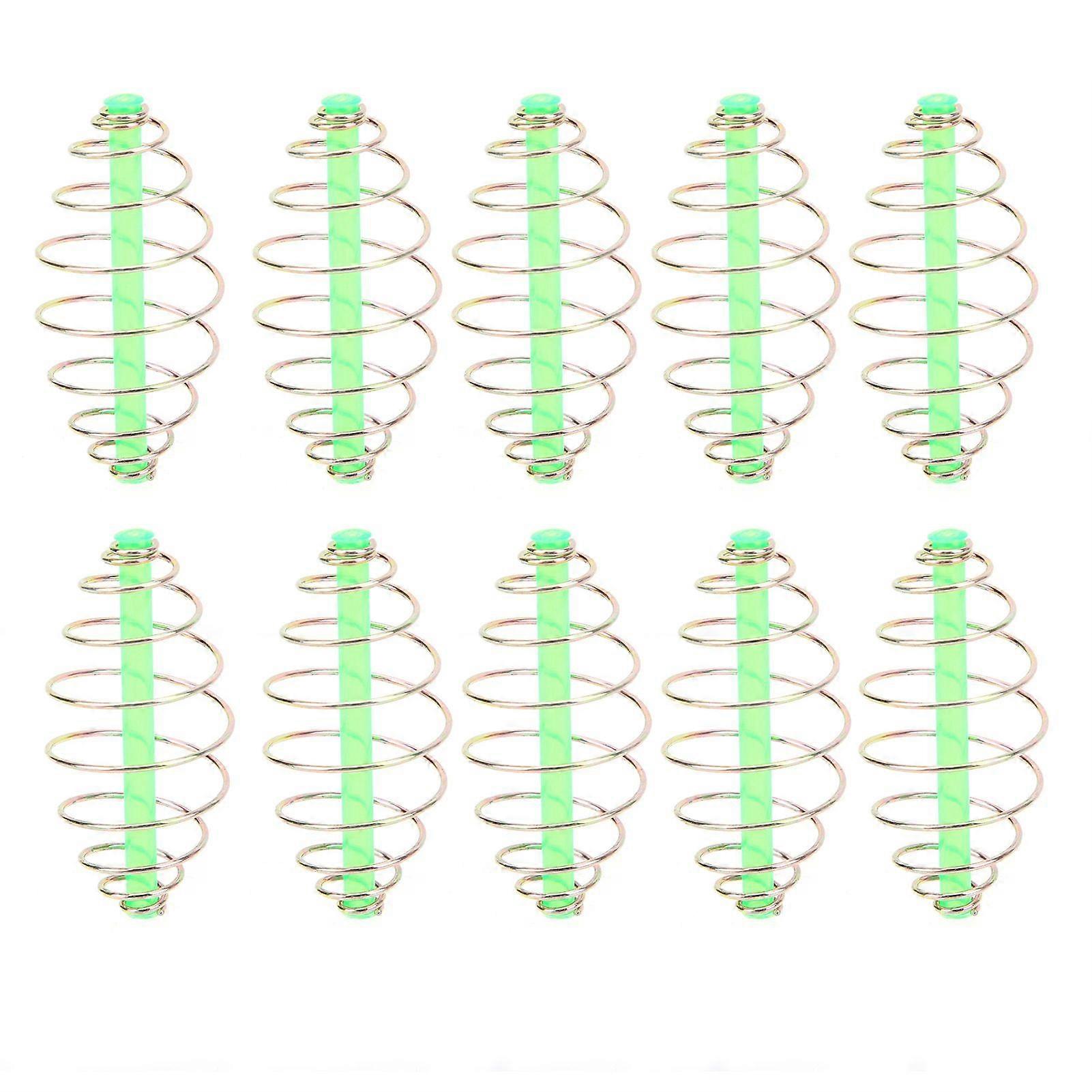 10PC Spring Coil Inline Method Feeder Coil Inline Metal Bait Thrower Feeder Fishing TackleM