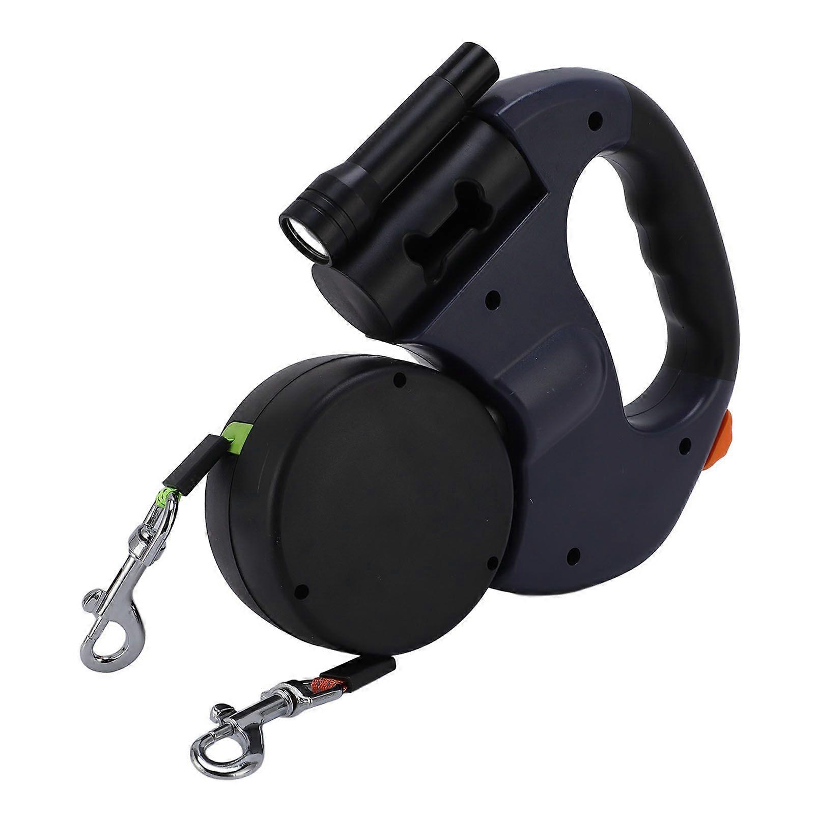 Automatic Double Retractable Dog Leash Built in LED Light Comfortable Grip Pet Walking Leash for Medium Small Dogs Blue