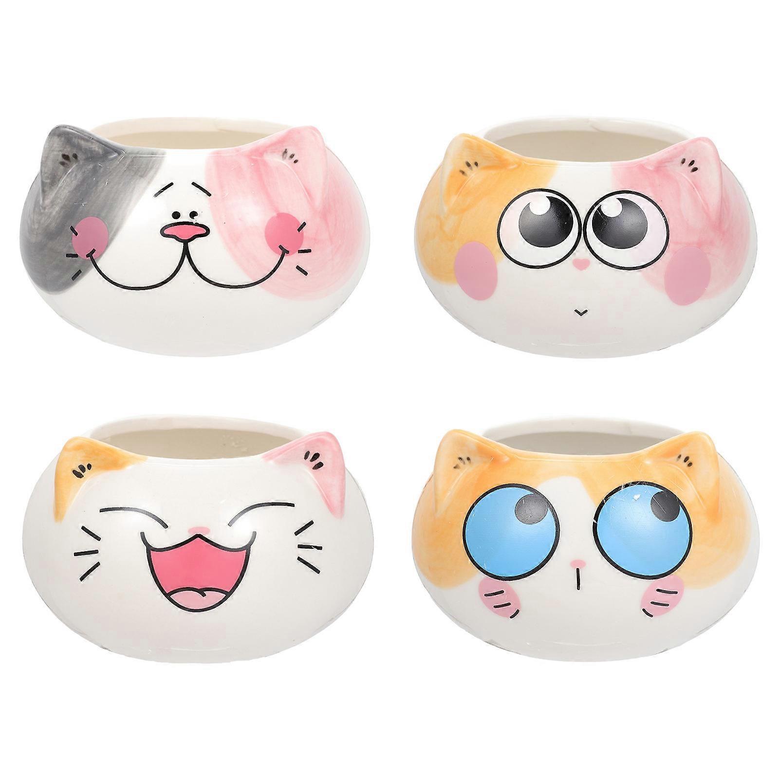 4Pcs Ceramic Succulent Flowerpot Mini Planter for Storage Use in Assorted Color