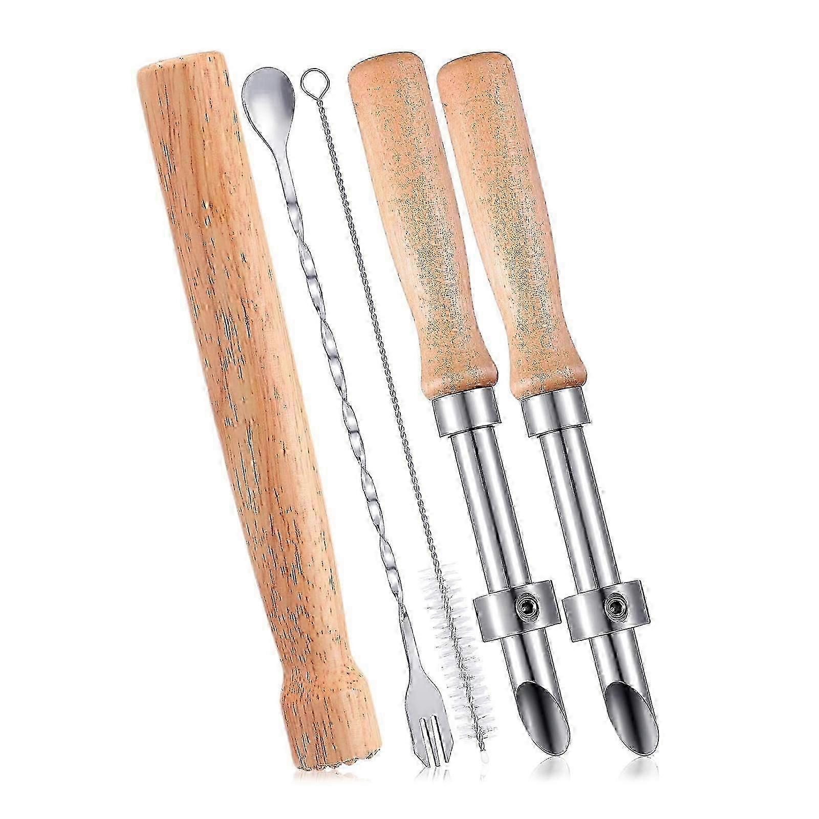 Practical Drink Punch Tool With Wood Handle And Ice Crushing Stirrer Drink