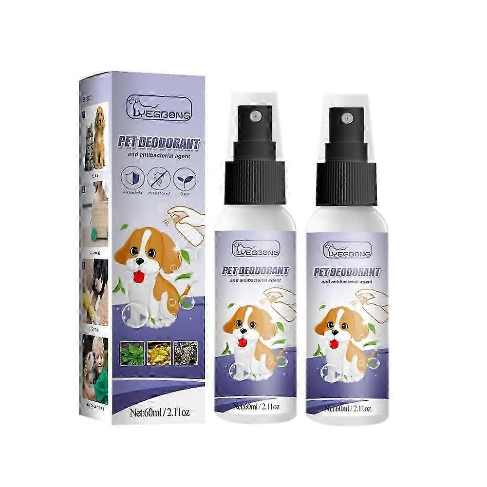 2x 60ML Pet Deodorant Spray Deodorising Odor Liquid Perfume For Dogs Cats Efficientive Grooming Products For Puppy With Gentle Port