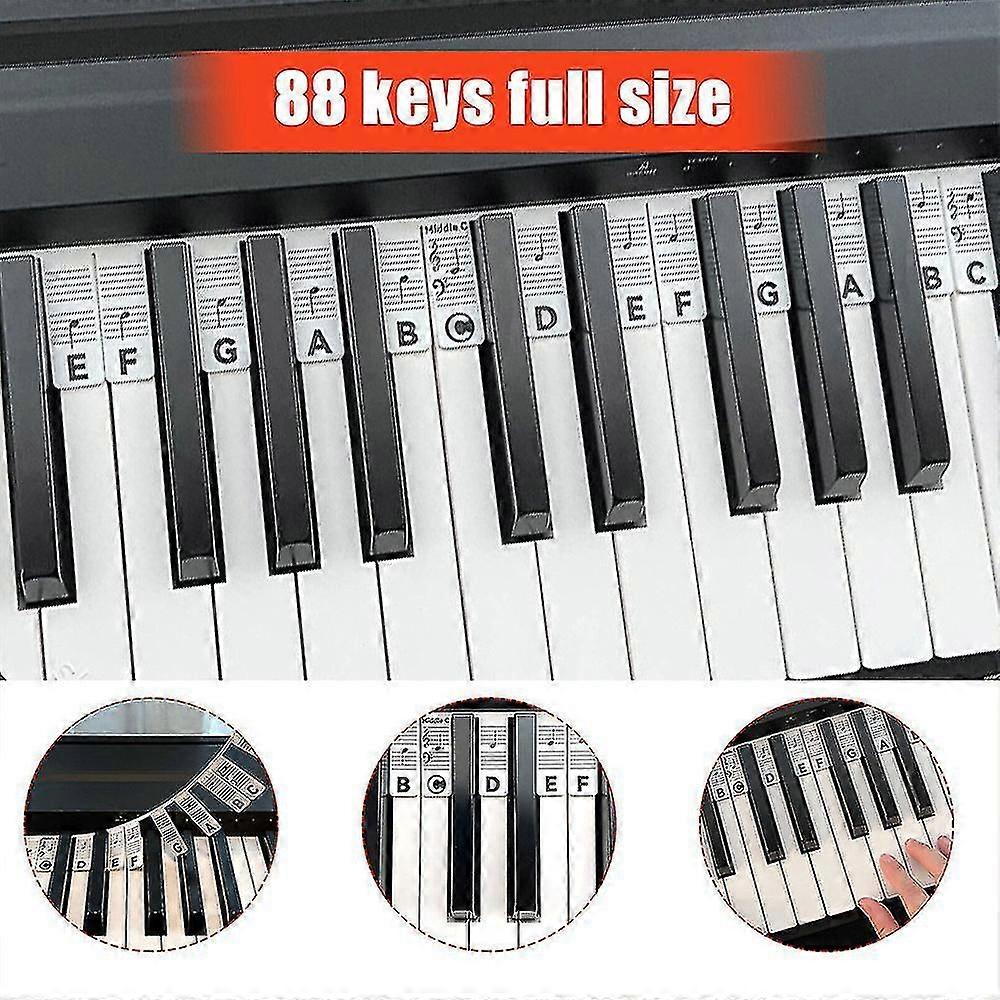 Removable 88 Keys Piano Keyboard Note Labels Reusable Silicone Piano Notes Guide Stickers