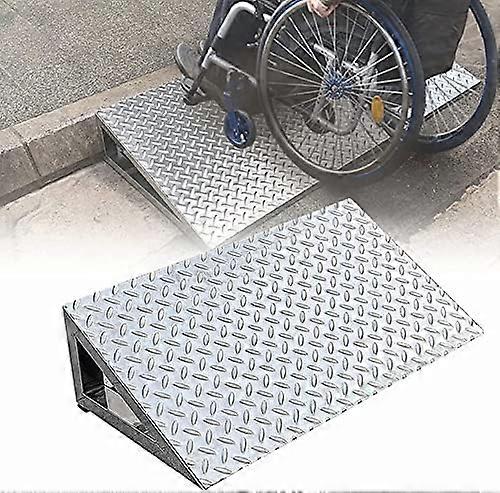 Portable Wheelchair Ramp For Scooters Stainless Steel Threshold Ramp NonSkid Triangular Stable Structure 50x30x10 cm