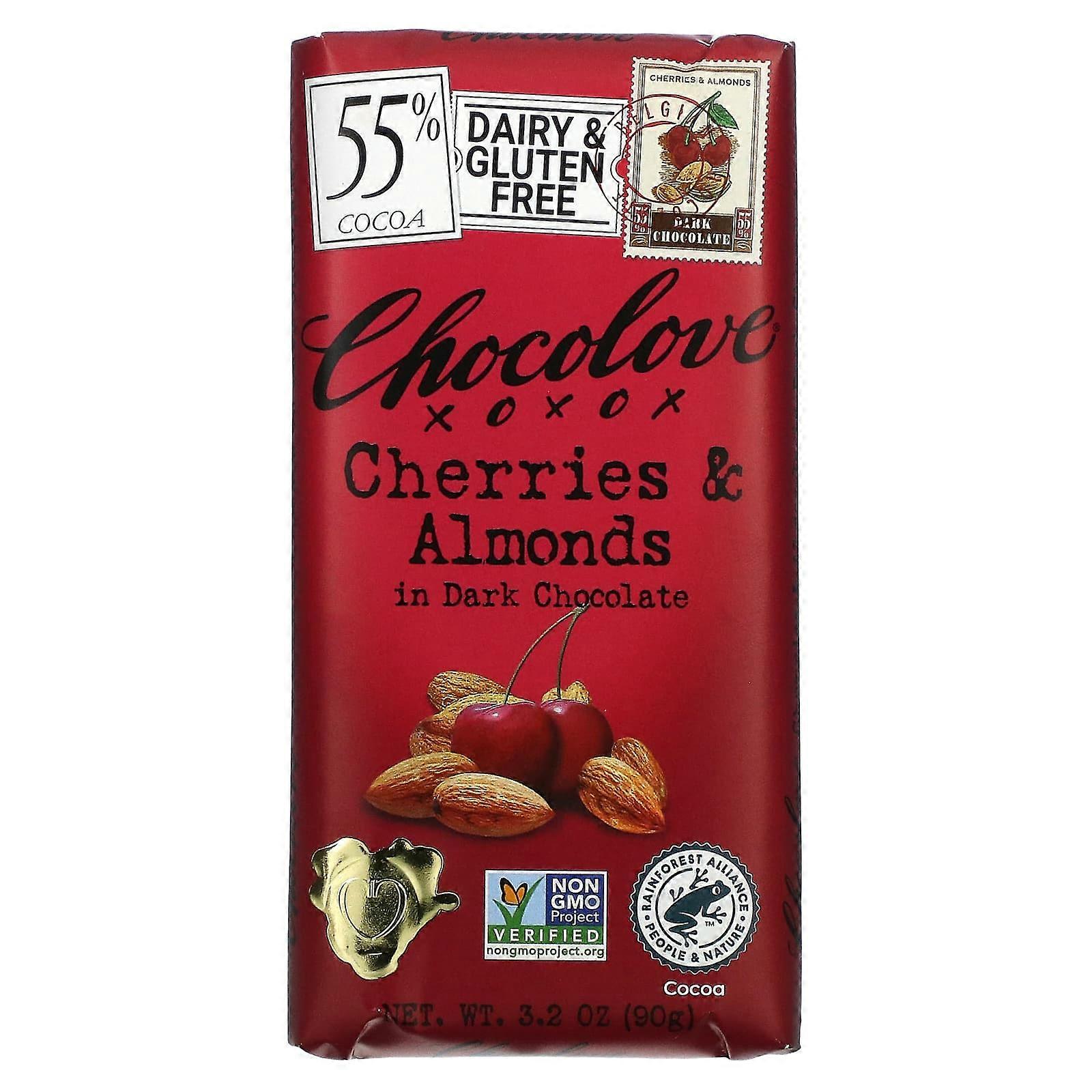 Cherries & Almonds in Dark Chocolate, 55% Cocoa, 3.2 oz (90 g)