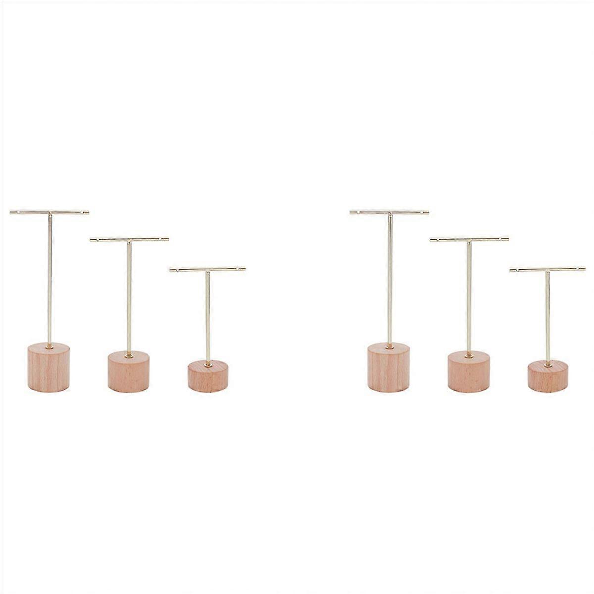 3Pcs T Bar Earring Display Stand with Wooden for Photography Props B