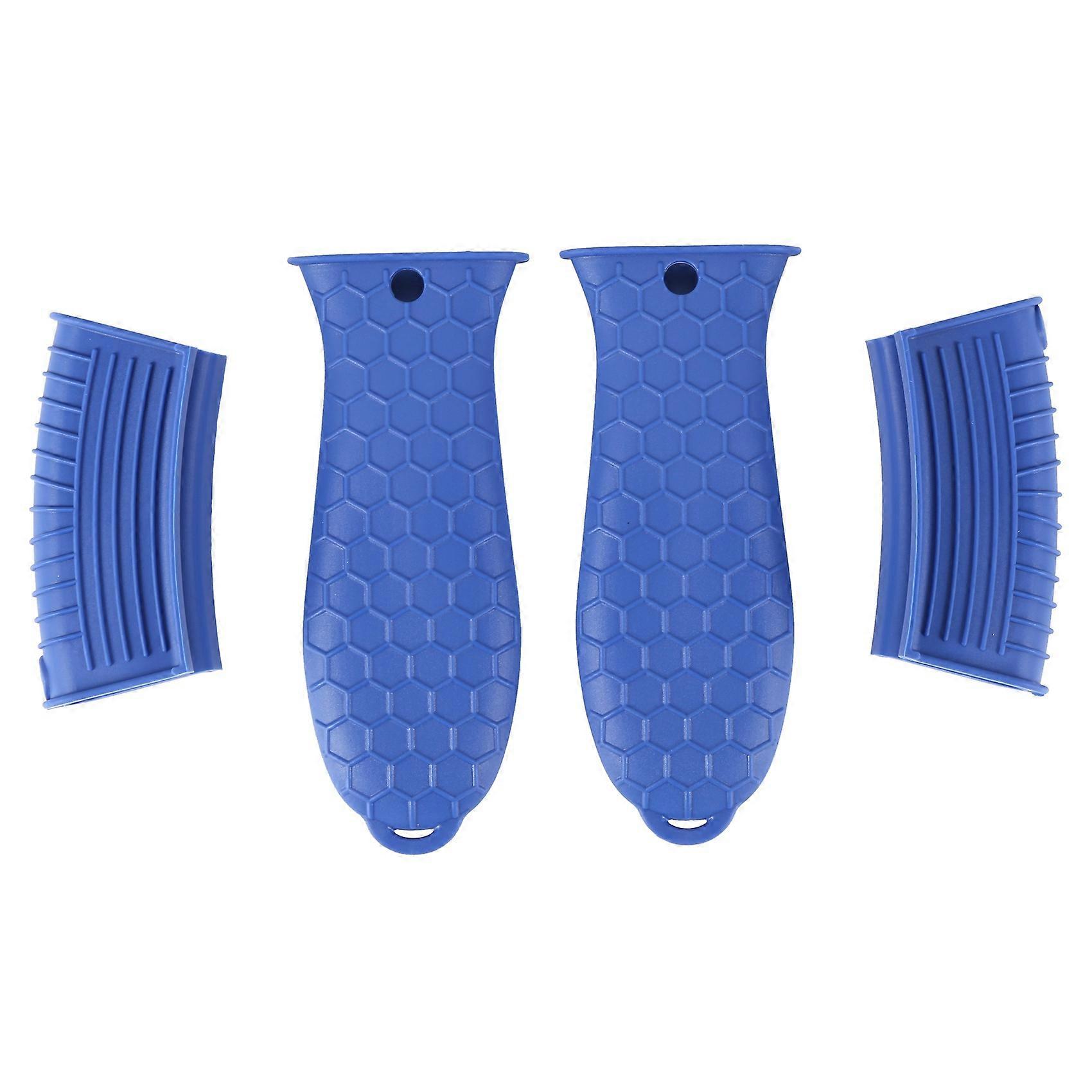 Silicone Hot Handle Holder for Cast Iron, 4 Pack Pot Handle Sleeve Non Slip Rubber Cover Set for Ski