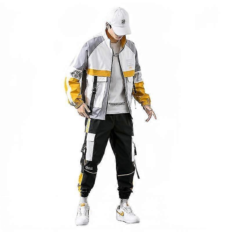 2PCS Men's Polyester Fiber Jacket Pants Casual Suit