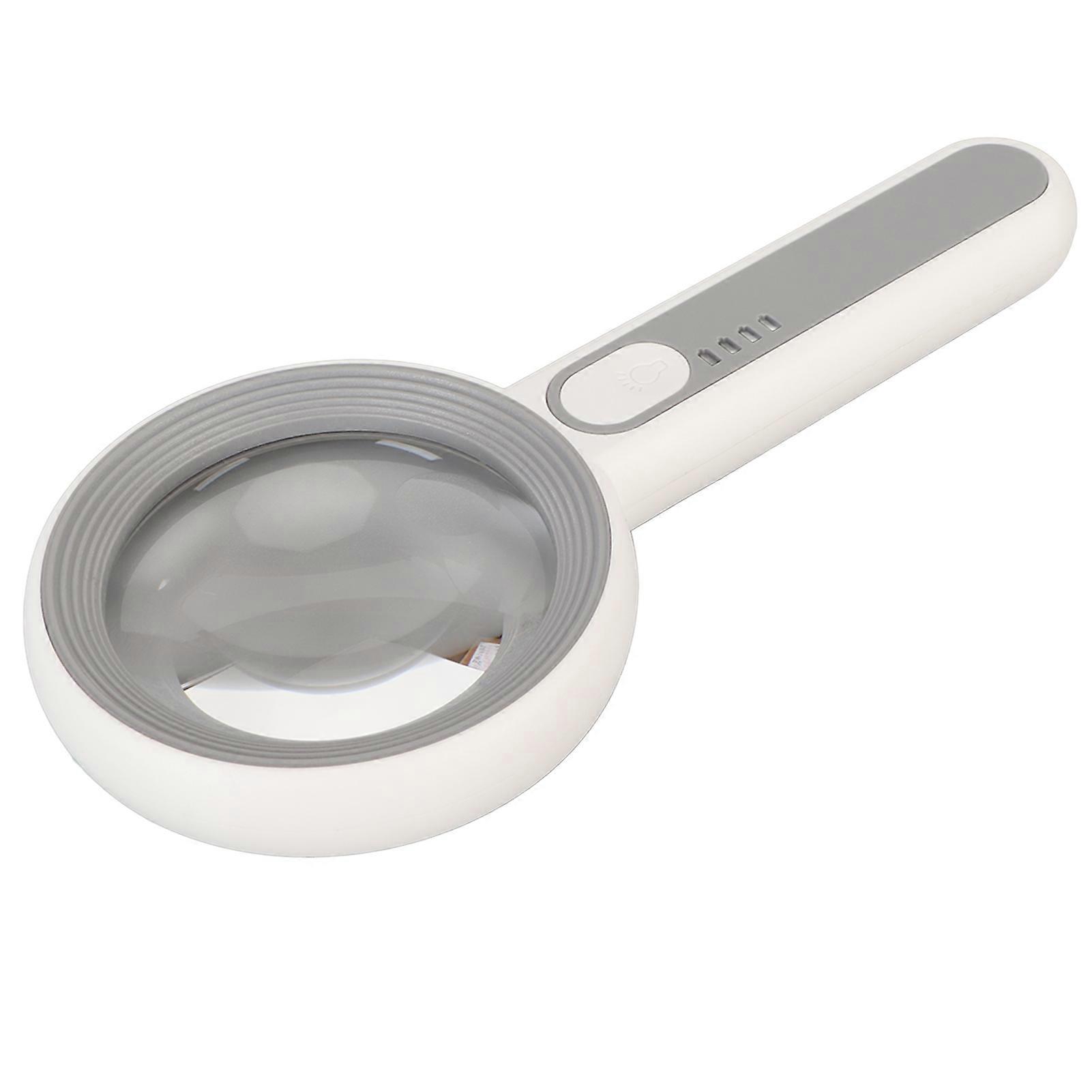 Handheld LED Magnifying Glass Touch Control Rechargeable Portable Illuminated Magnifier with 16 LED Lights for Reading 