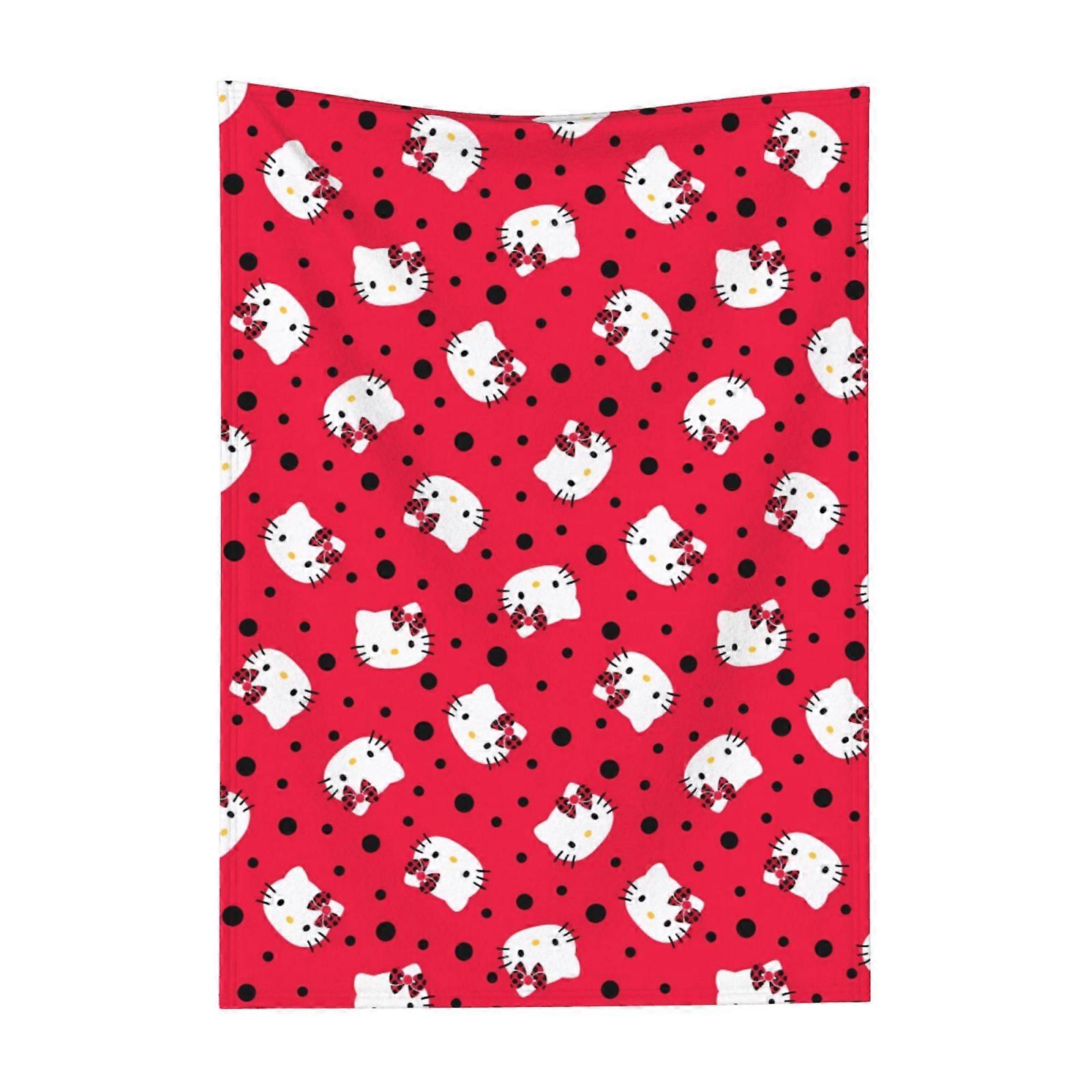 Hello Kitty Pattern Lightweight Soft Flannel Blanket Suitable for Cat Lovers Sofa Living Room Comfortable Plush Blanket 30x40in (Vertical)