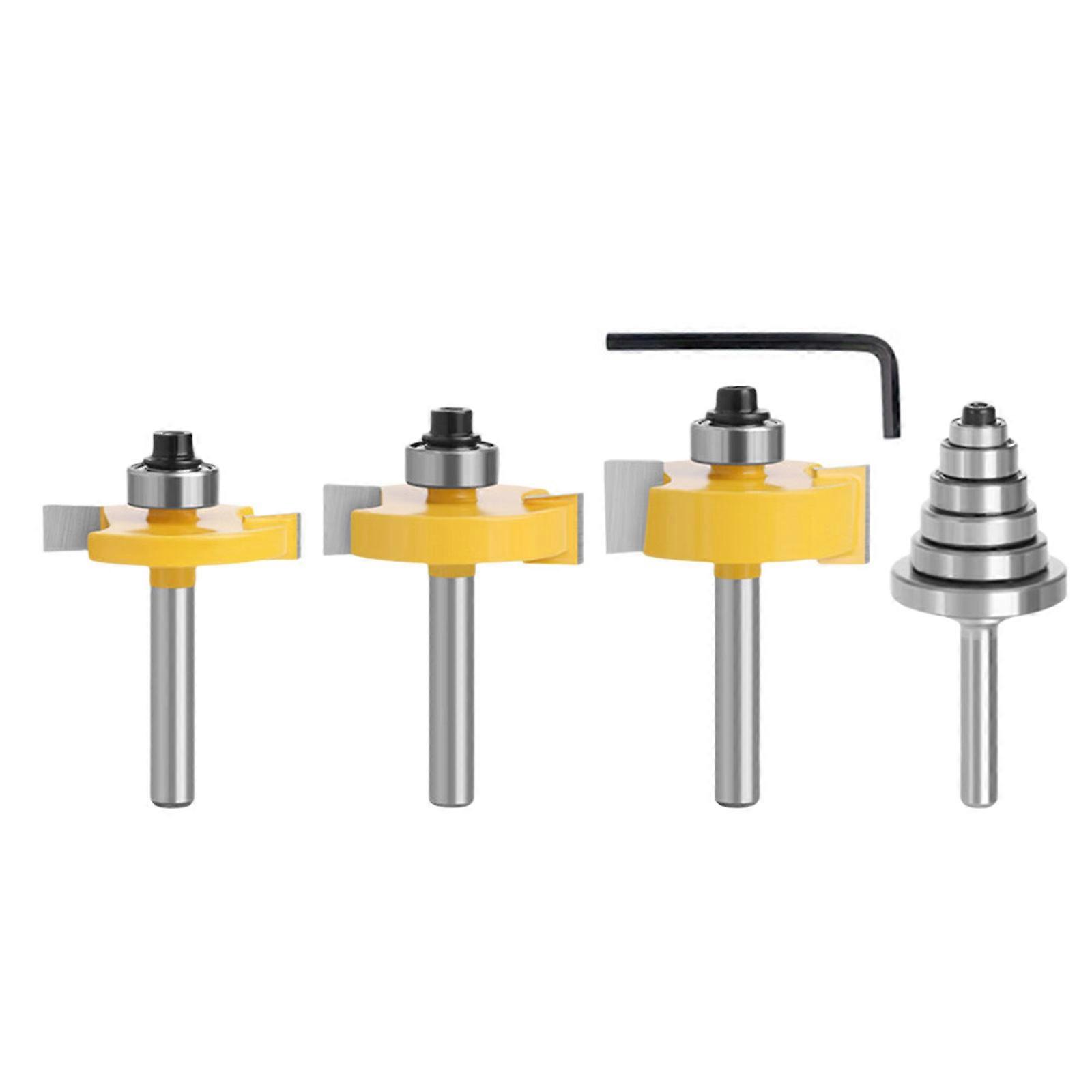 Precise Rabbets Routers Bit Kit For Flawlessly Grooving Suitable for Wood, Particle Board, Plywood, Acrylic Wood Multicolor