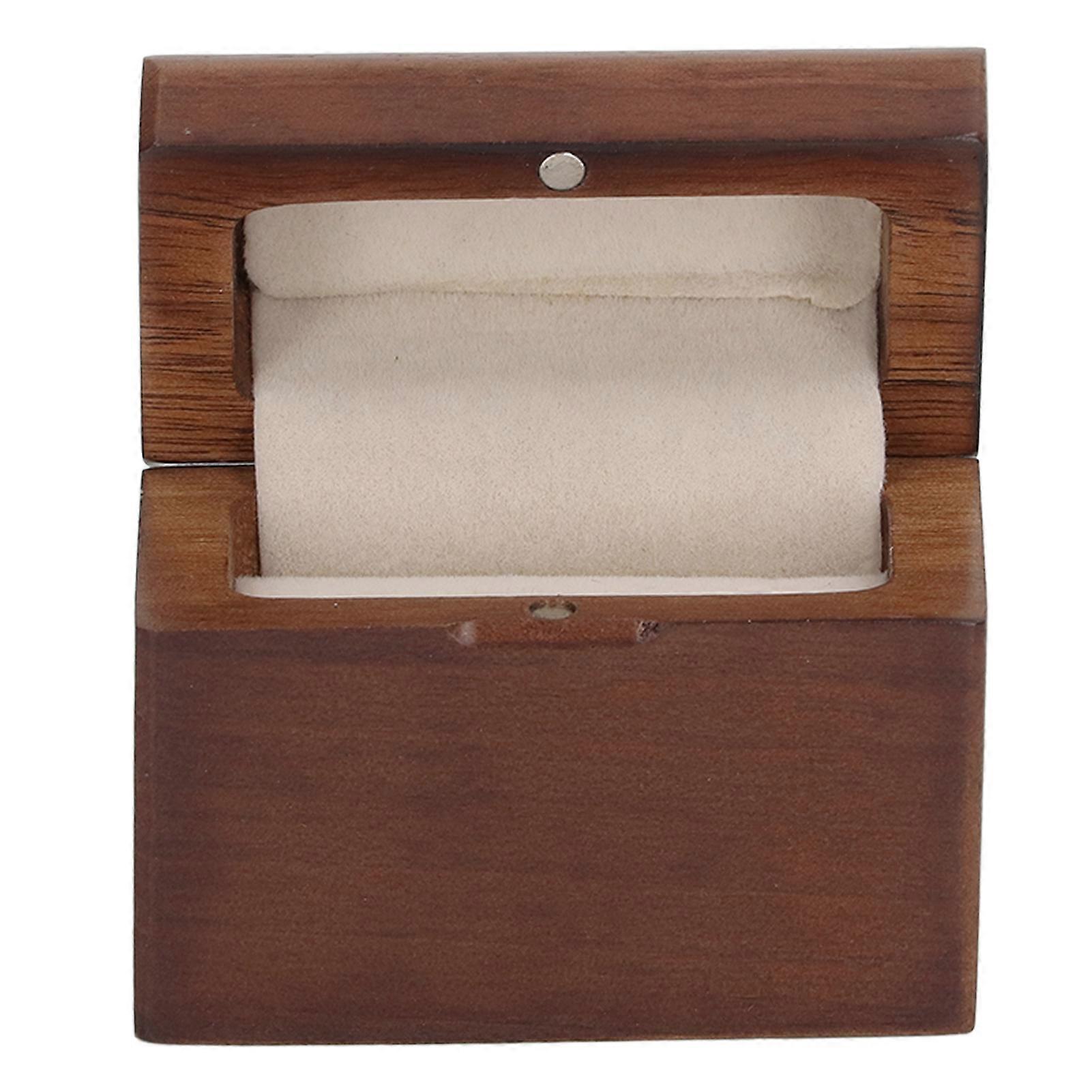 Ring Box Inlay Fleece Walnut Material Retro Style Matte Finish Wedding Ring Box for Jewelry Collection Proposal