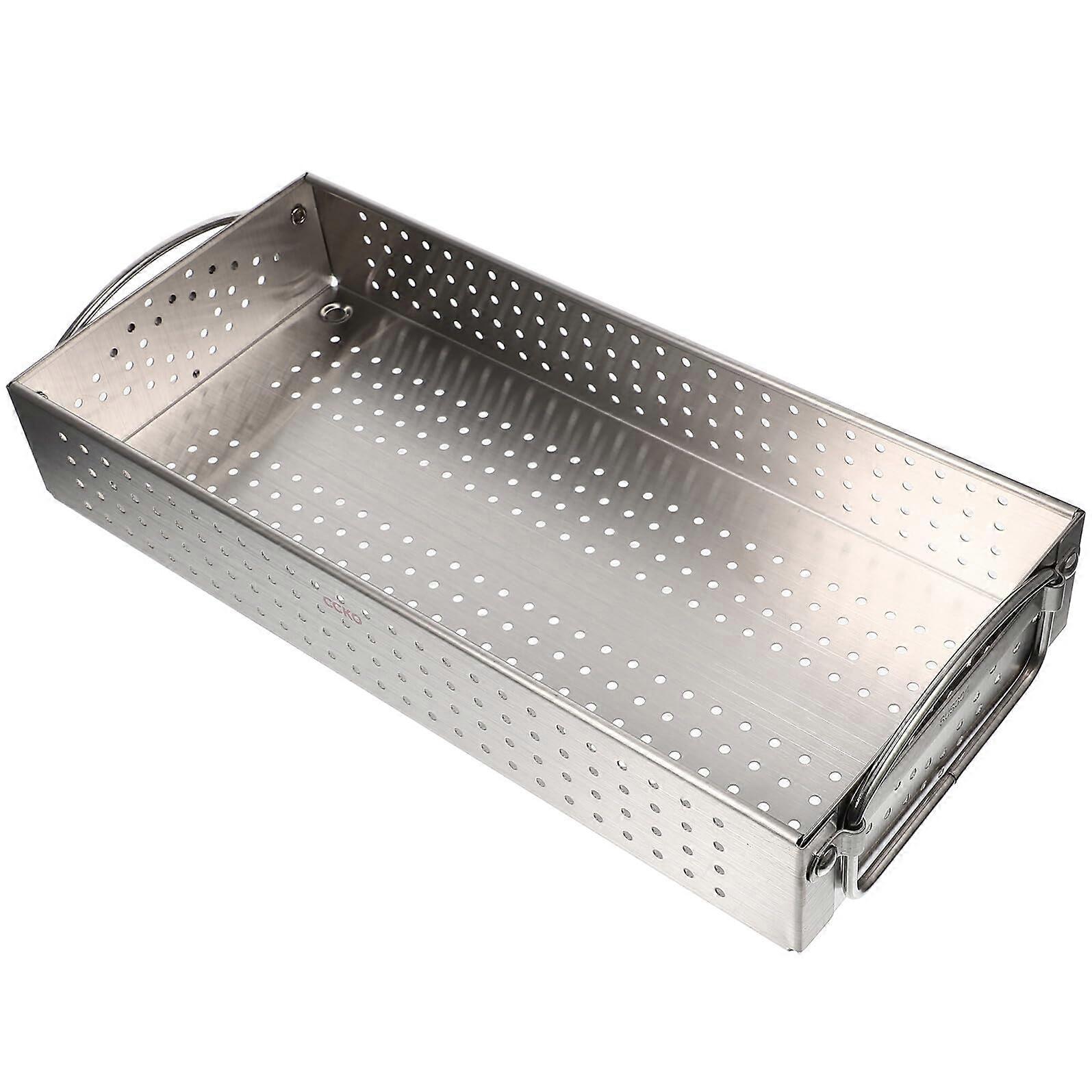 Stainless Steel Cutlery Container Large Mesh Flatware Organizer With Handles RustResistant Drying And Organizing Box