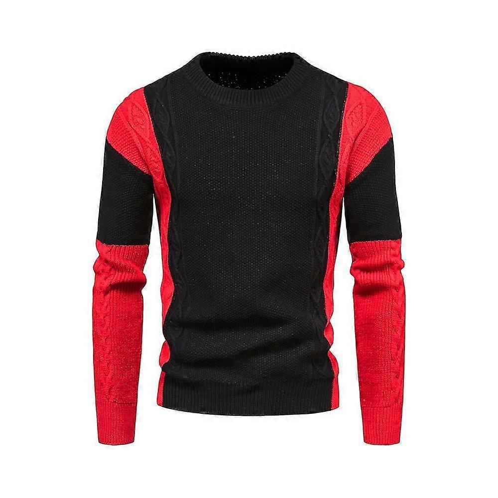 Herren-Langarmpullover mit Farbblock-Design, lässige Strickwaren, Basisoberteile @BUGU