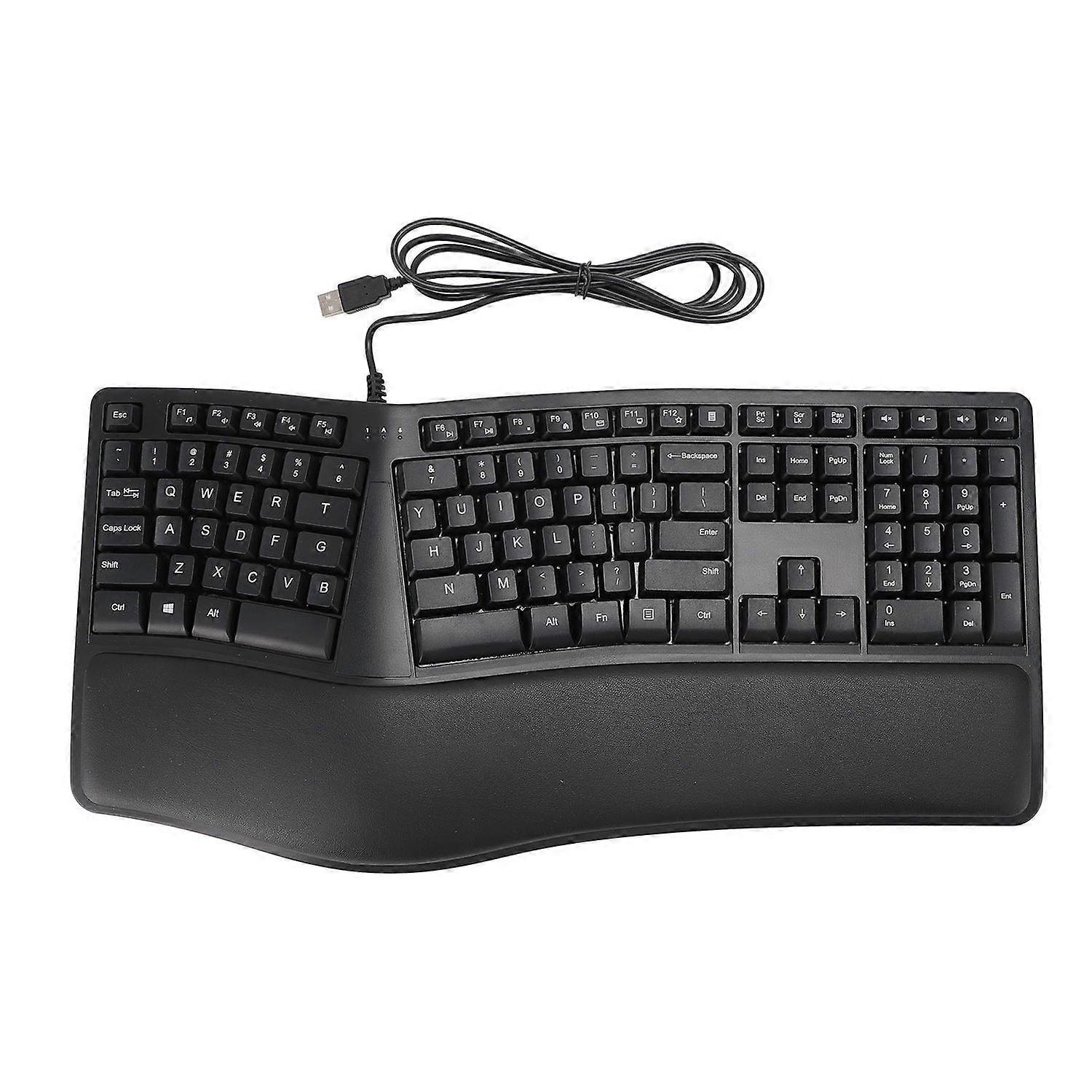 Ergonomic Split Keyboard with Palm Rest Quiet USB 2.0 Wired Keyboard for Laptop with 110 Keys 1.5m C