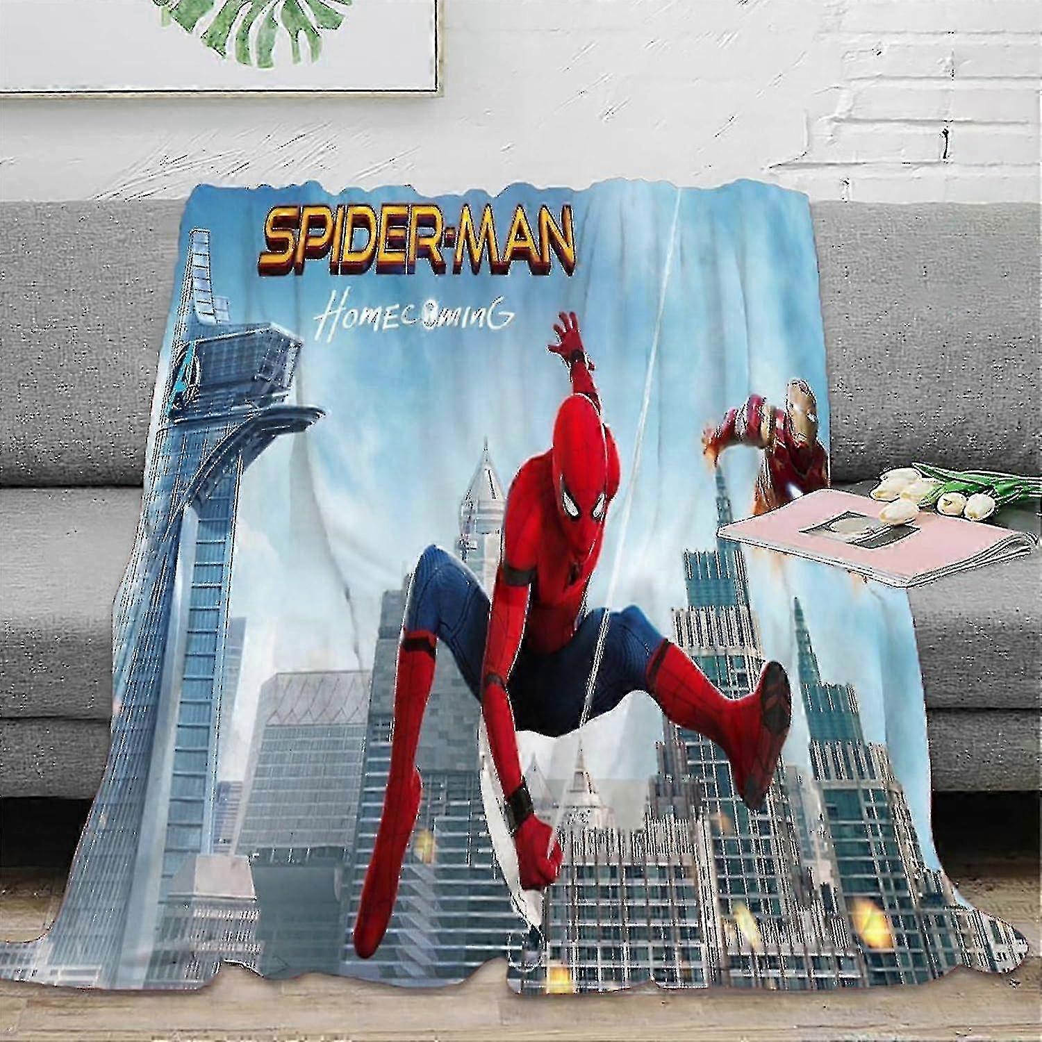 Fleece Blanket Sofa Throw, 3d Spiderman Print Fluffy Soft Throws Versatile Tv Flannel Blankets Warm Poncho Shawl Blankets Cloak Cape For Bed