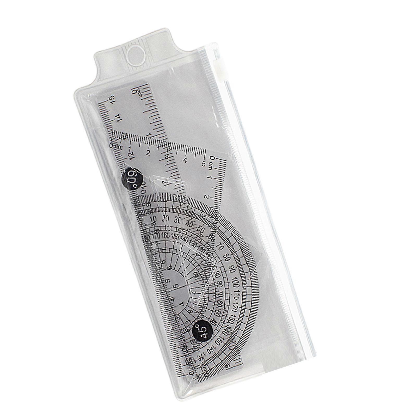 4 Pcs Ruler Protractor Set Geometry Tool 15cm Ruler Set Triangle Ruler for Classroom Homework Learning Accessories Multicolor