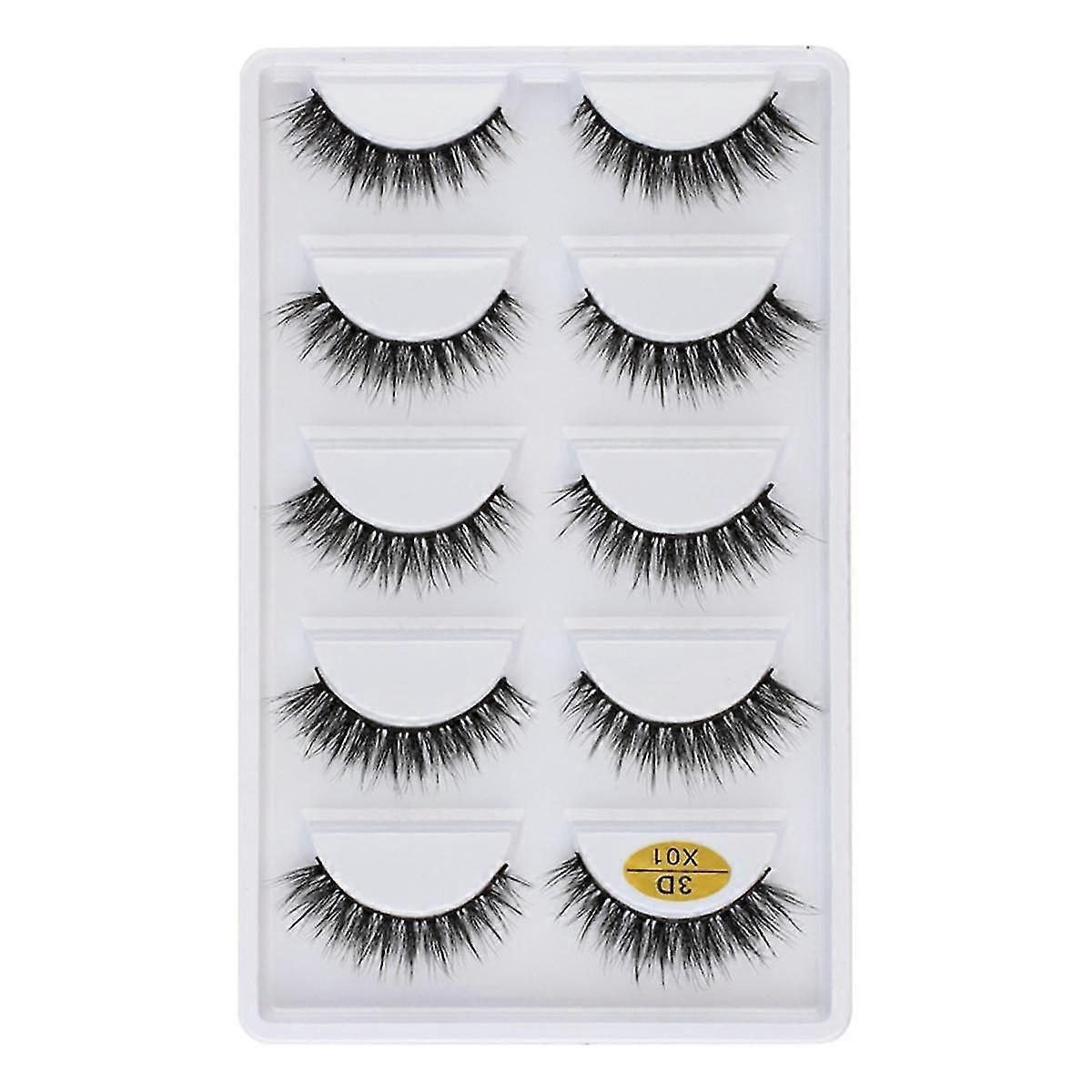 3DX-01 5 Pairs Natural Soft 3D False Eyelashes Handmade Fake Eye Lashes Faux Cils Make Up