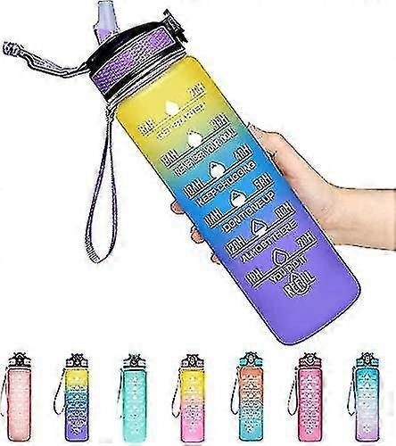 Water Bottle With Time Marker 1l Leakproof With Straw And Filter Tritan Bpa Free