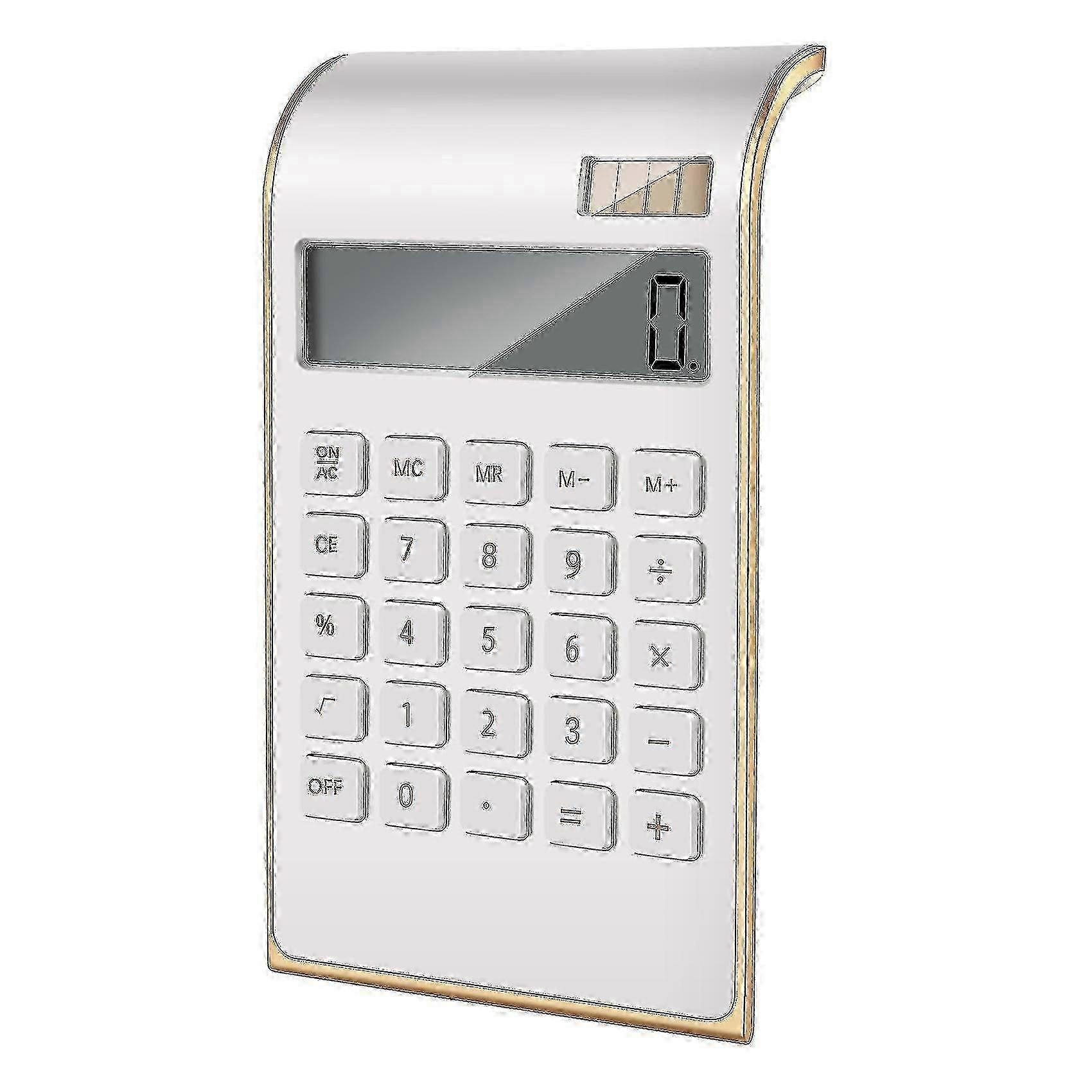 Calculator, Slim Elegant Design, Office/home Electronics, Dual Powered Desktop Calculator, Solar Power, 10 Digits, Tilted Lcd DispWhite gold SZRH A-W