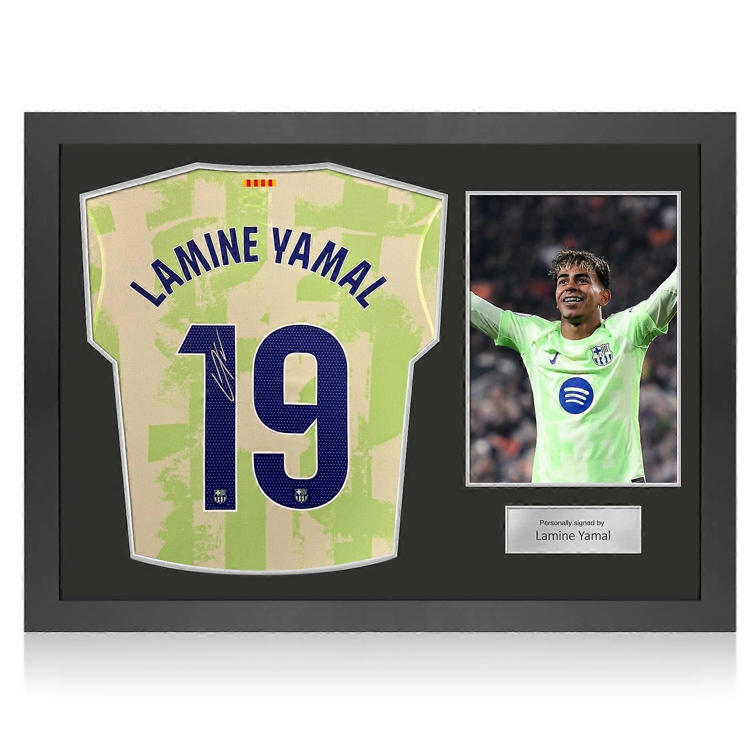 Maillot Third du FC Barcelone 2024-25 signé par Lamine Yamal. Cadre iconique