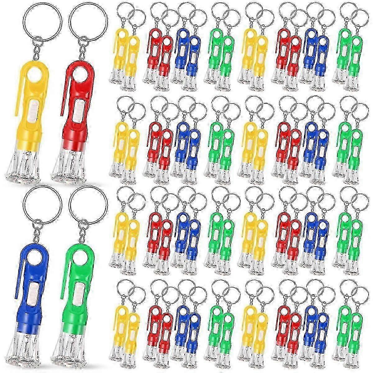 100pcs Mini Flashlight Keychain Bulk For Kids Assorted Colors Torch Keyring Flashlights Led Keychain Camping Party Favor