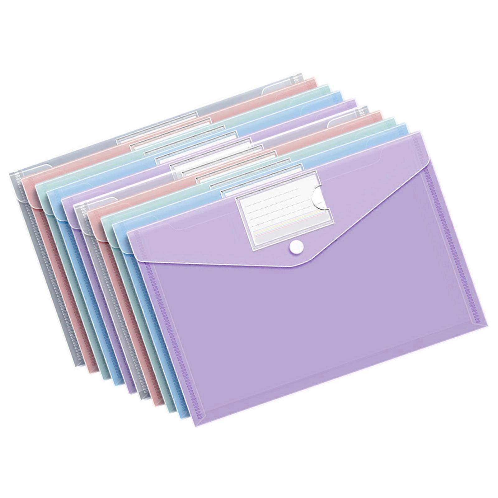 Reusable Transparent Document Envelope Waterproof File Carriers For Office Workers Students Large Capacity  Folders Secure Snap Design Multicolor