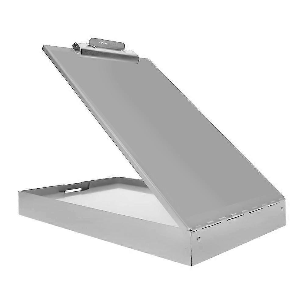 Metal Clipboard with Storage, Silver Dual Layer Clipboard Folio, Letter Size Paper Organizer, with Self Locking Latch 25-26