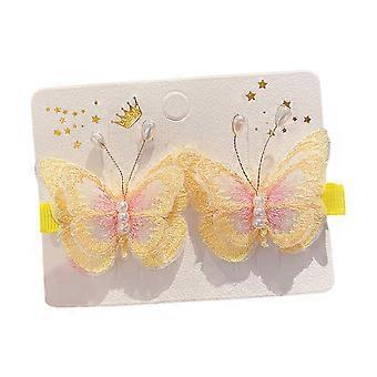 Merryso 1 Pair Hair Clips Cute Decorative 3D Butterfly Lace Embroidered Hair Pins Accessories 26s