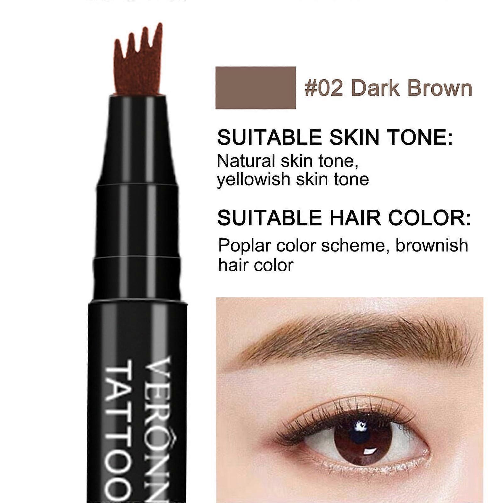 Fankiway 4-Tip Microblade Brow Pen, Liquid Waterproof Eyebrow Pencil, 3D Natural Look, Sweat-Proof, 4 Colors, compatible with microblading tools