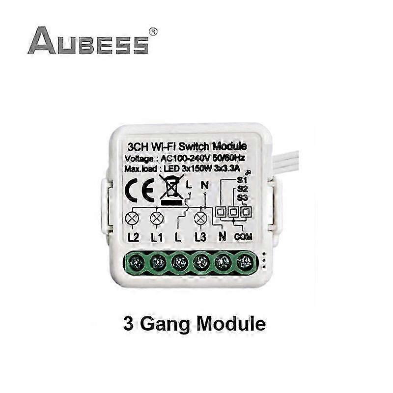 AUBESS Tuya WiFi Switch Module with 1 to 4 Gang 2-Way Control for Smart Home Automation