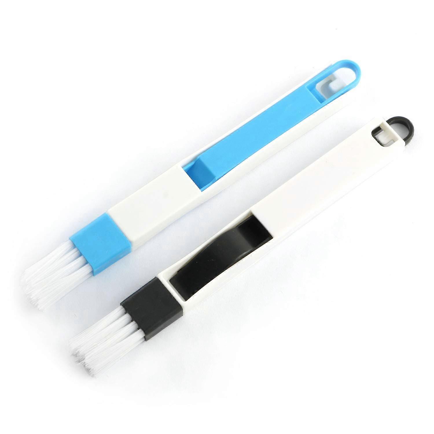 Window Groove Cleaning Brush 2 Pack with Dustpan for Window Tracks, Door Grooves, Corners and Keyboard Cleaning