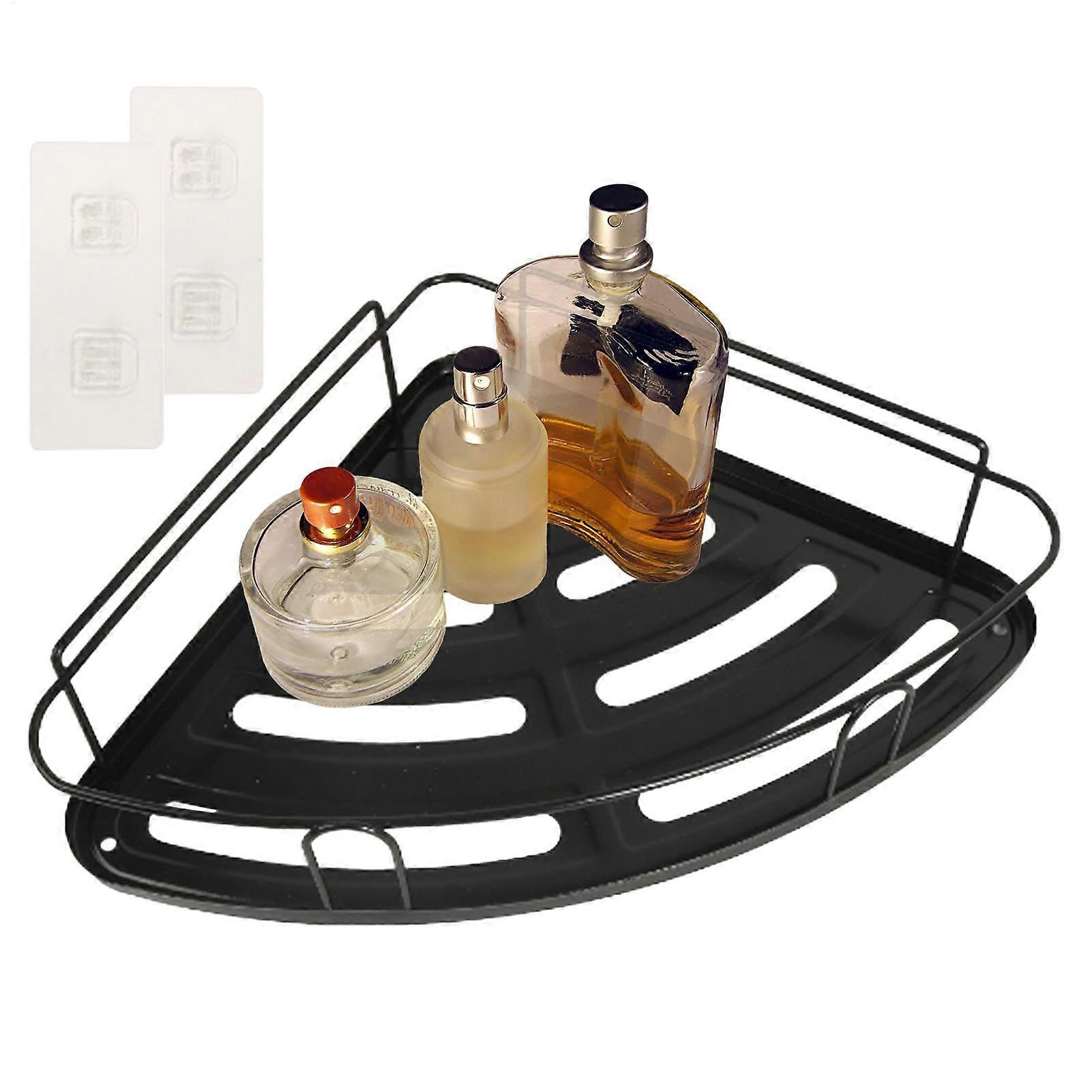Bathtub Corner Shelf NoDrill Shower Wall Rack Triangle Bathroom Shelf With Adhesive Hooks 11.81 x 9.06 x 2.36