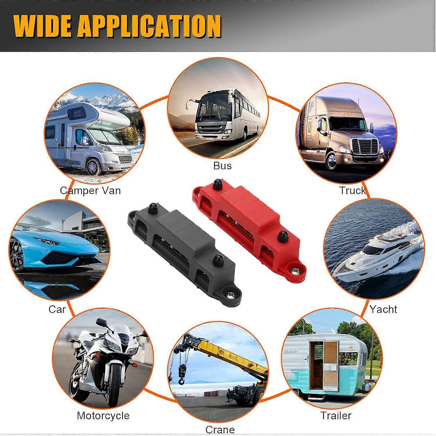 2Pcs Bus Bar,12V Power Distribution Block,3X 1/4In (M6) Terminal Studs,10X 5/32Inch (M4) Terminal Screw,Battery Bus Bar