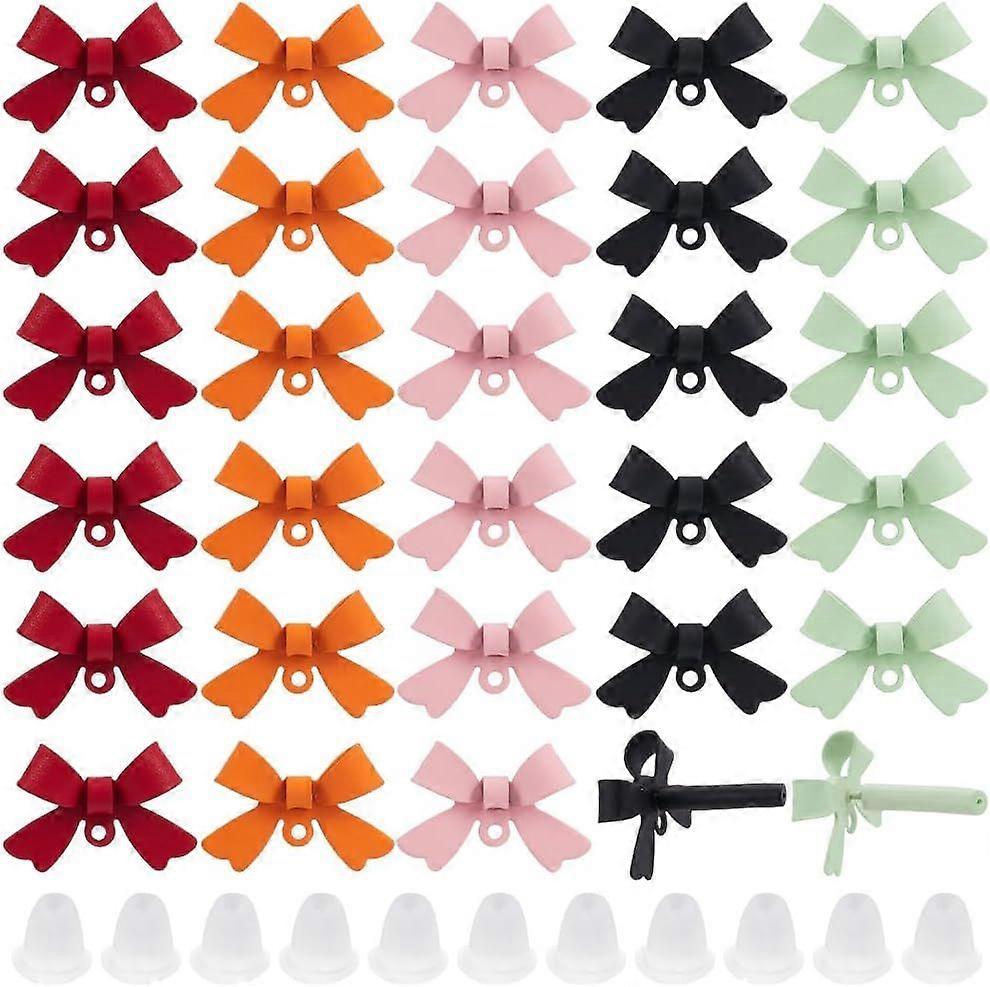 40Pcs 5 Colors Earring Post Red Earring Findings with Loop Ear Nuts Black Pink Colorful Alloy Bowknot Tie 925 Sterling Silver Pin Earring Studs for Je