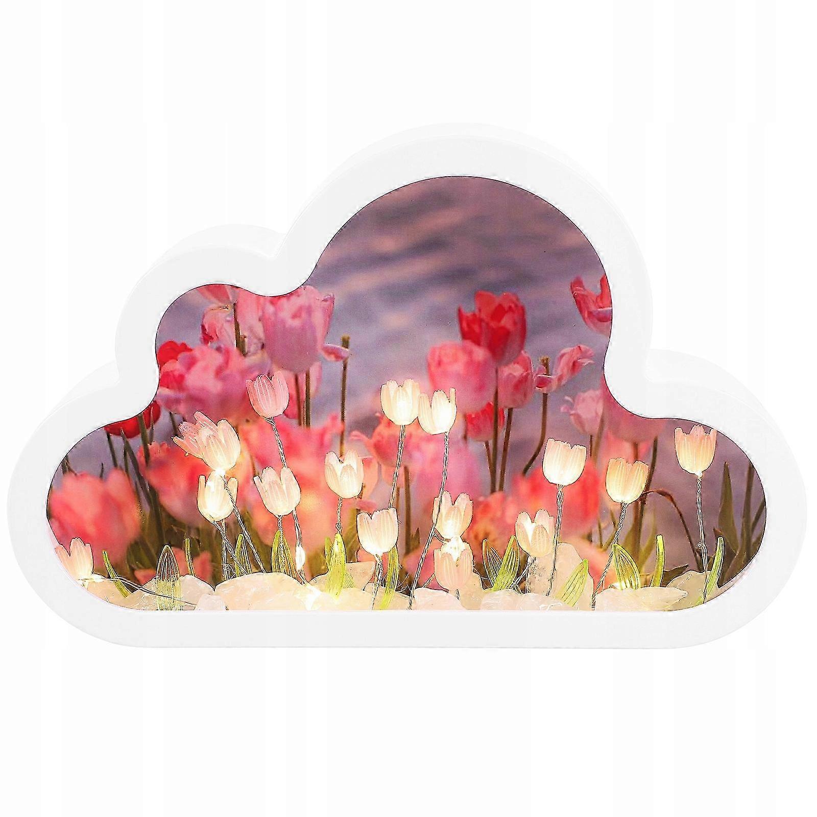 Handmade Diy Cloud Tulip Mirror Night Light