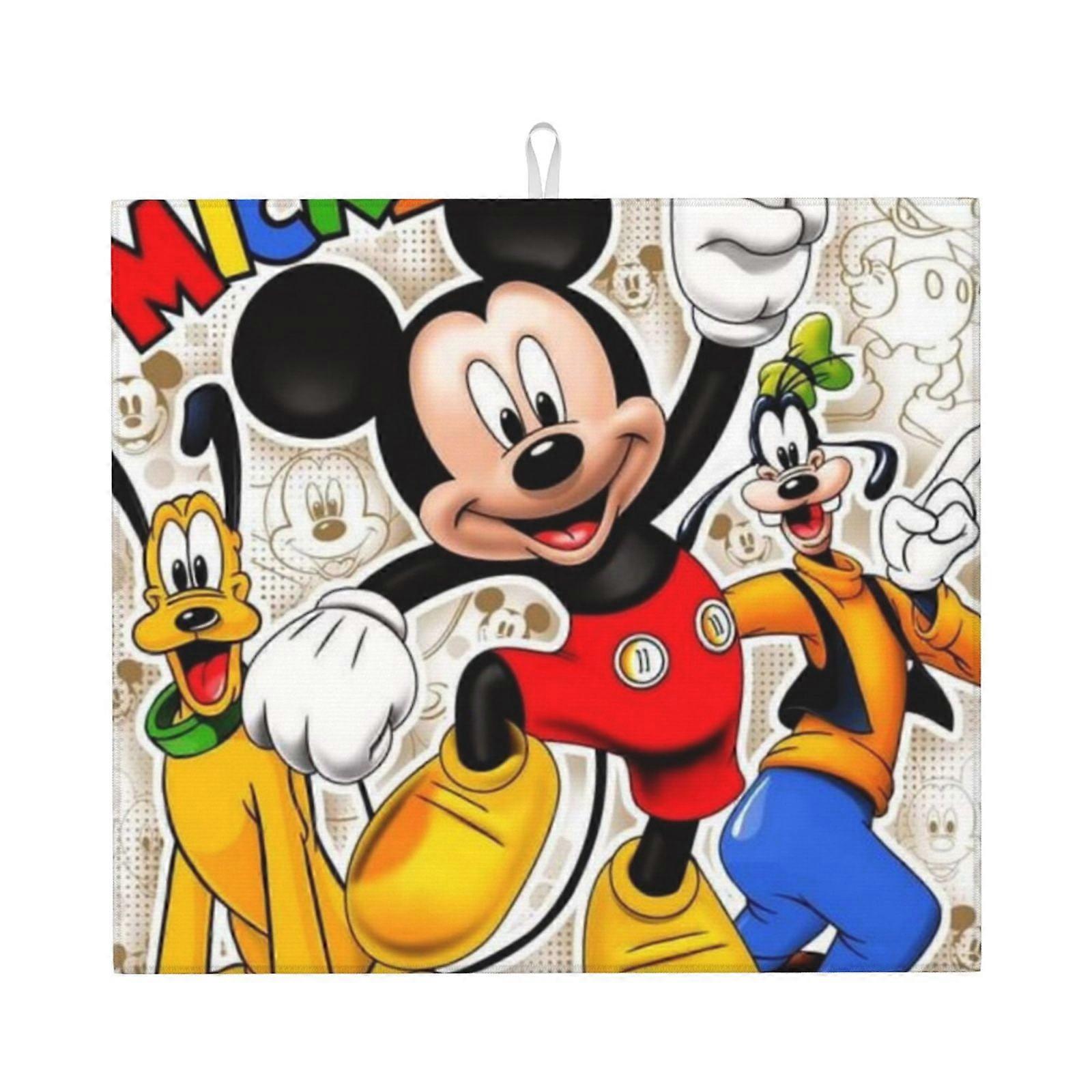 Mickey Mouse Dish Drying Mat For Kitchen Counter, Microfiber Dish Mat, Fast Absorbent Draining Pad