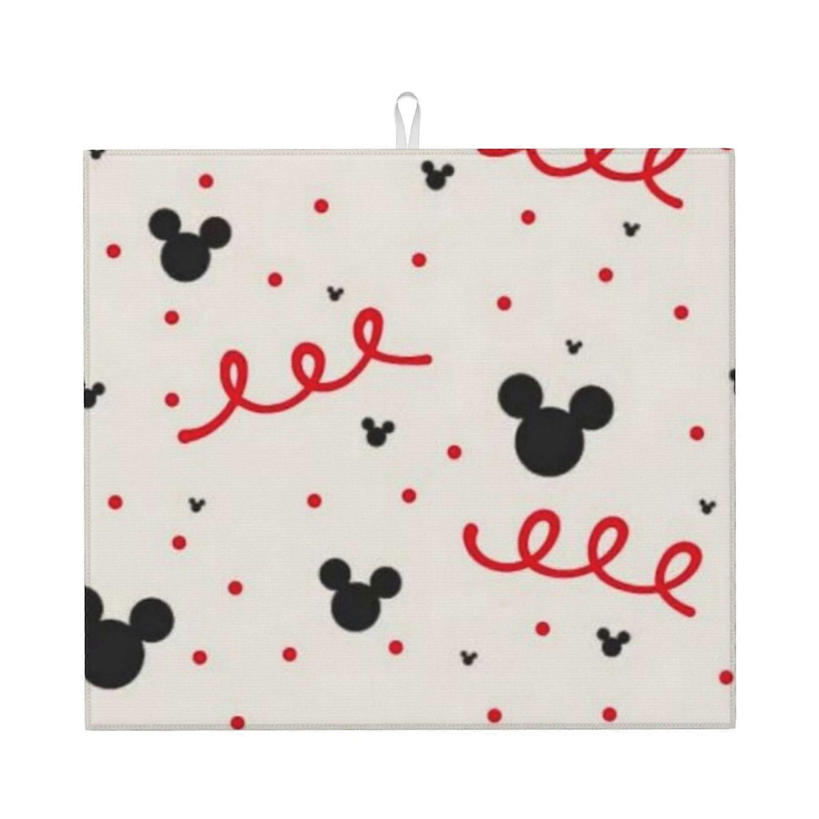 Mickey Mouse Dish Drying Mat For Kitchen Counter, Microfiber Dish Mat, Fast Absorbent Draining Pad